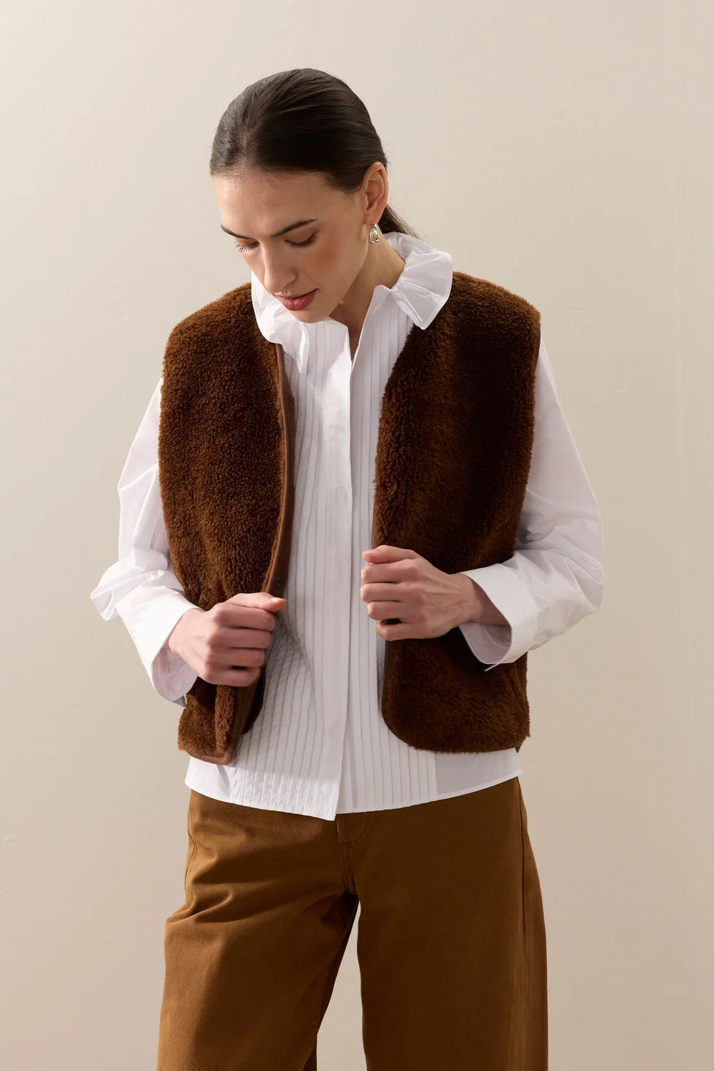 Faux Suede Sheepskin Vest