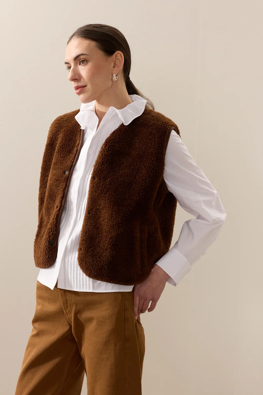 Faux Suede Sheepskin Vest