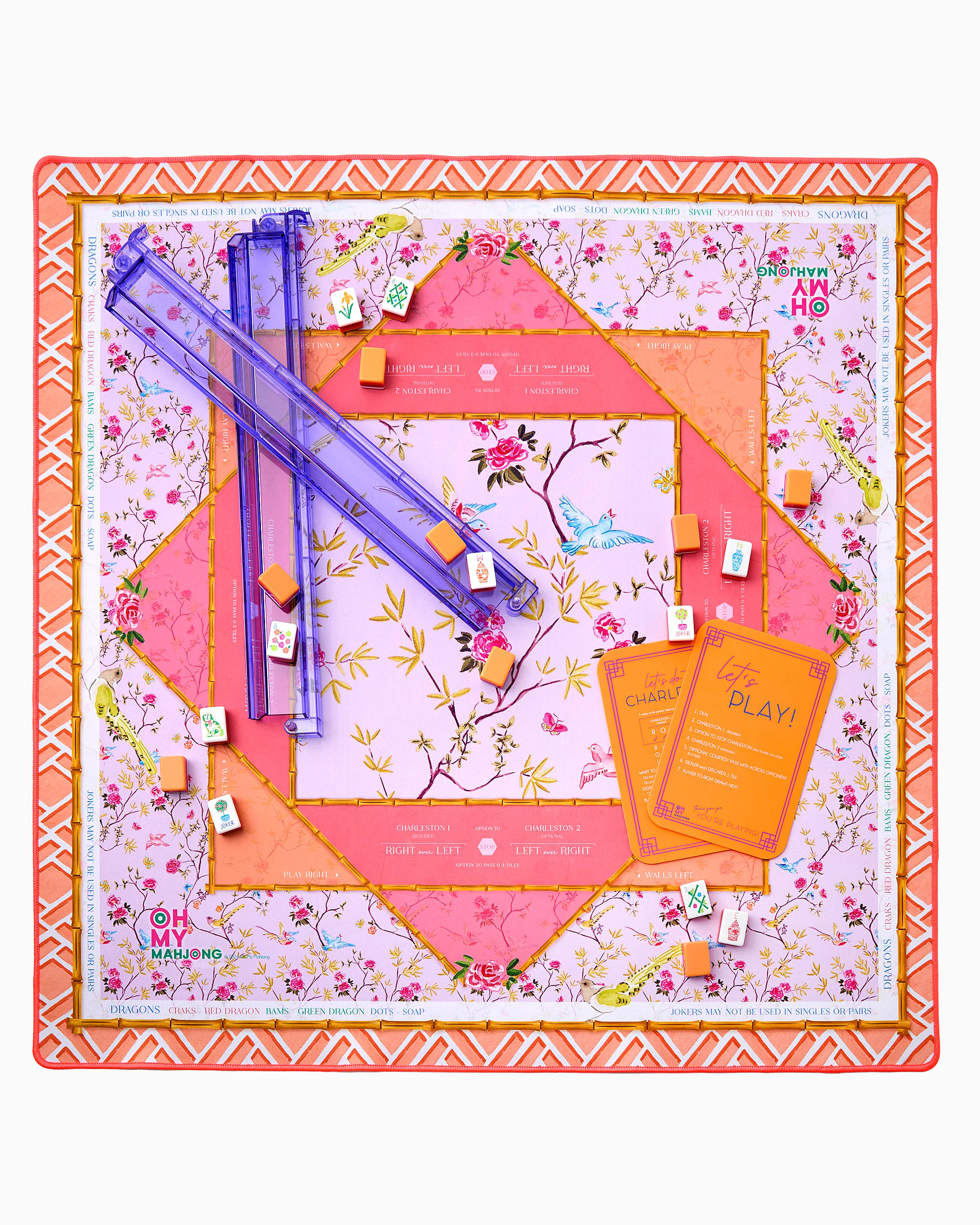 Floral design with stationery items and text on a white background