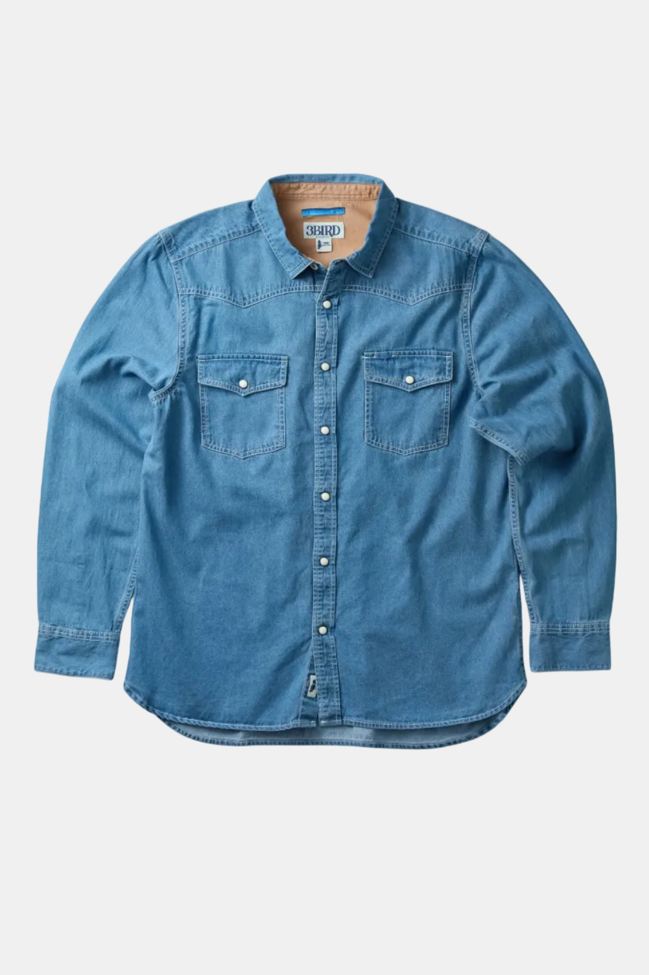 Blue denim shirt on a white background