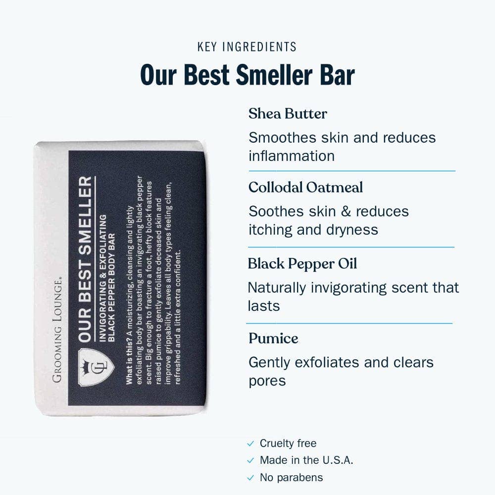 Body bar with key ingredients listed on a white background