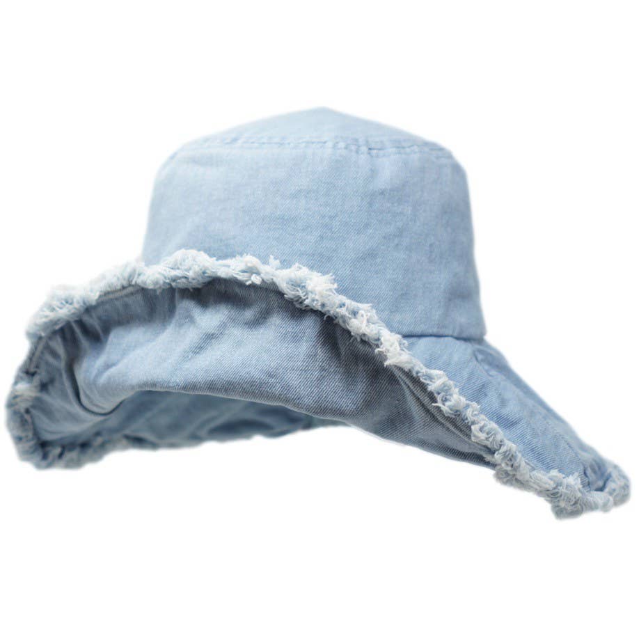 KEANU 100% Heavy Cotton Twill Raw Edge Bucket Hat, 4" Brim