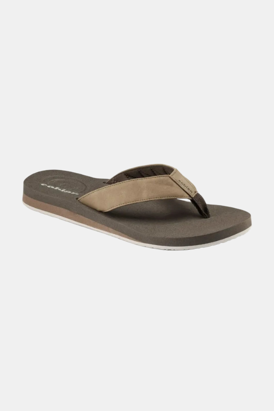 Brown and gray sandal on a white background