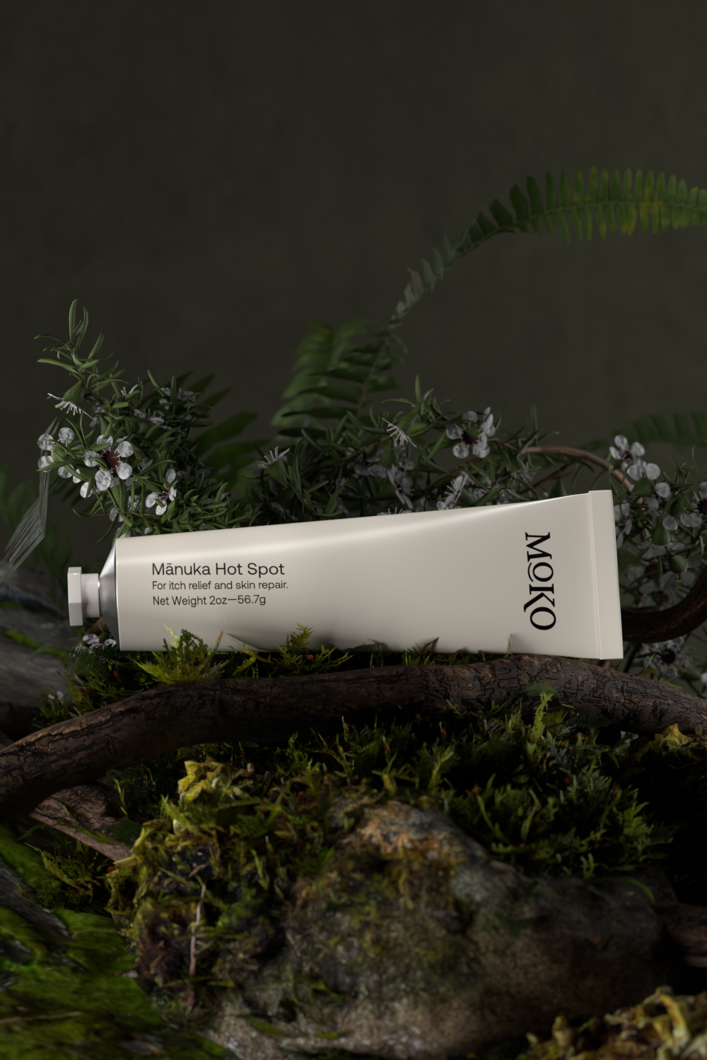 MOLO tube of Manuka Hot Spot on a natural background with plants