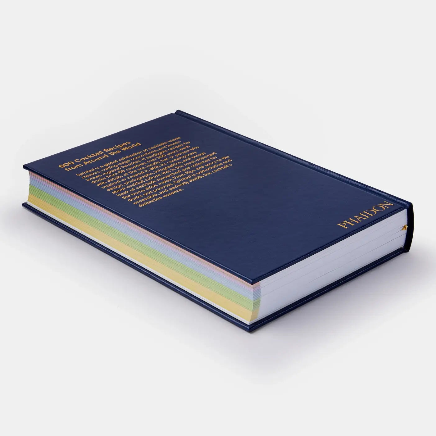 Blue book with colorful pages on a white background