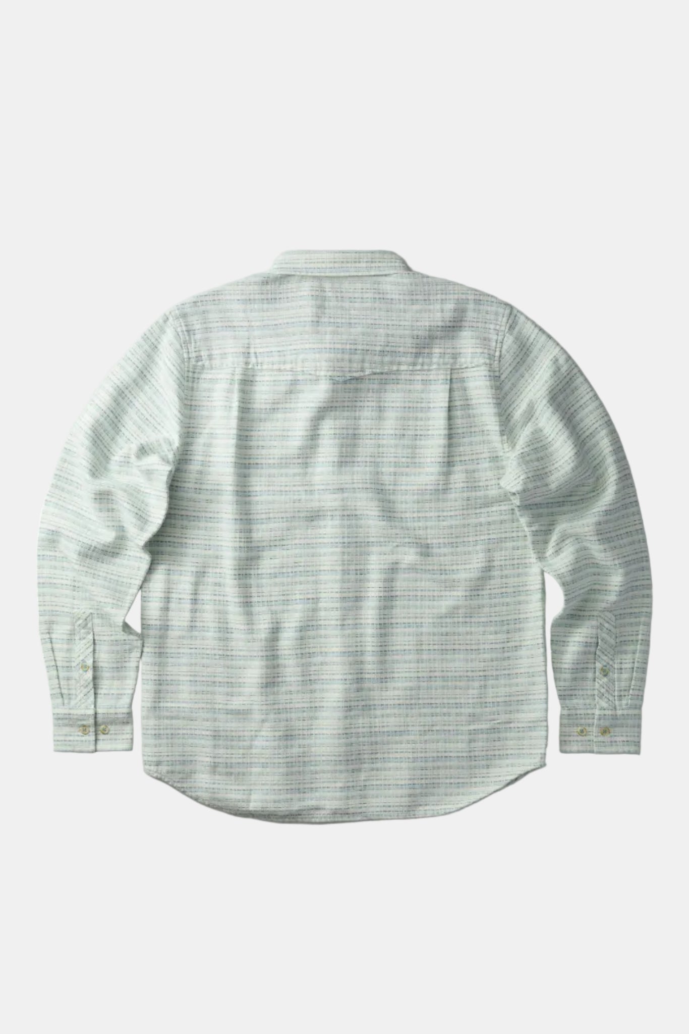 Light blue and white striped shirt on a gray background