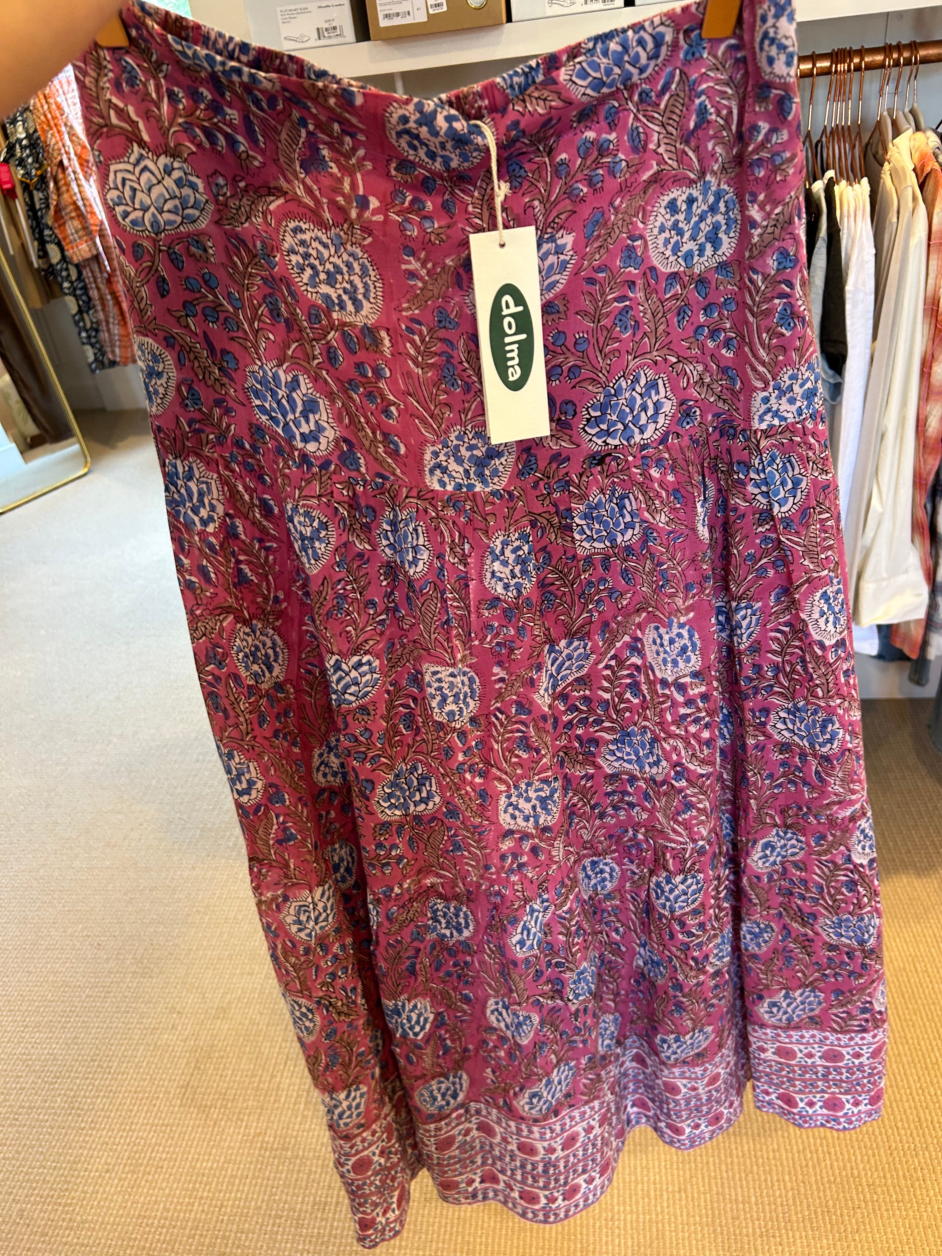 Block Printed Tiered Cotton Skirt
