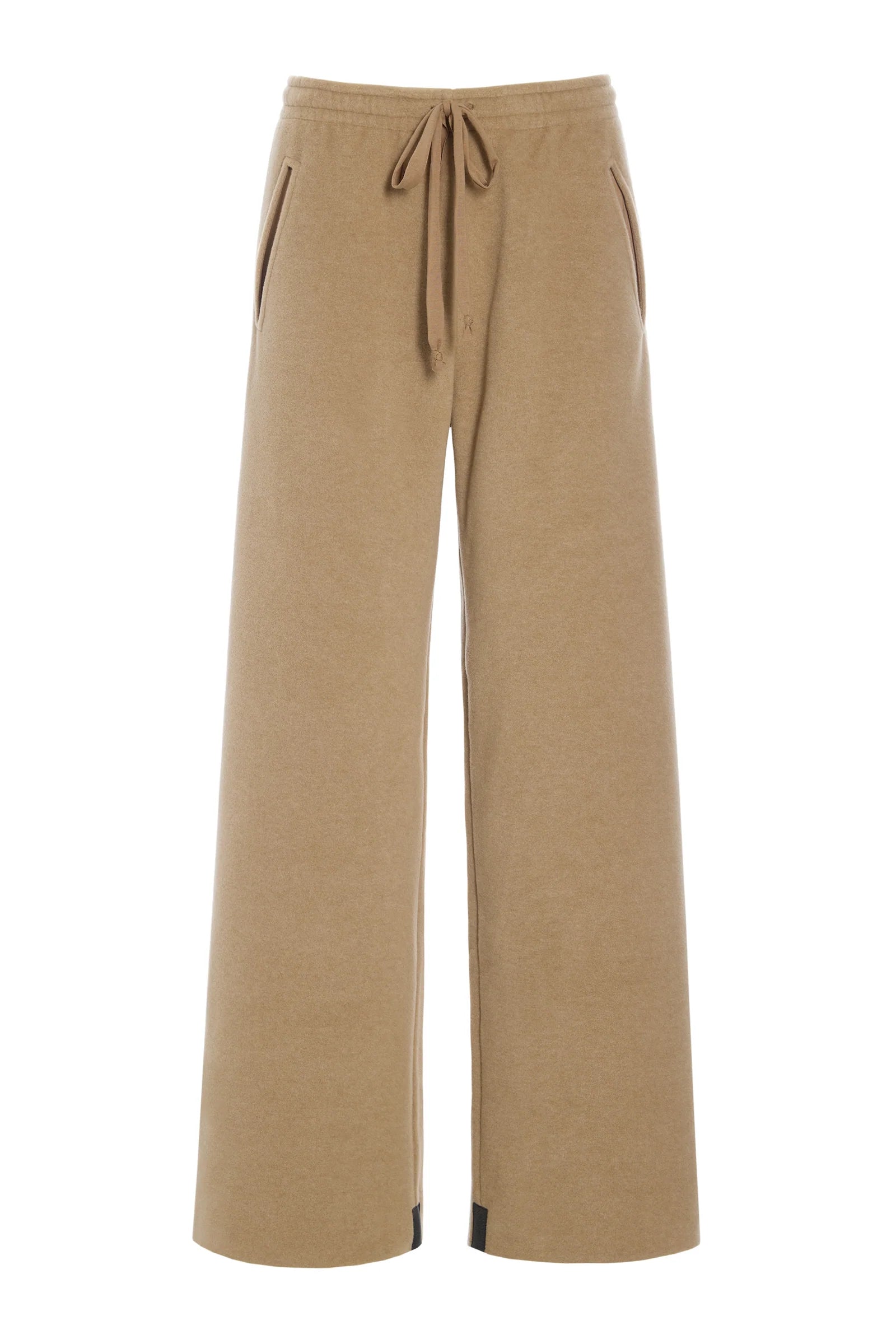 Beige pants with drawstring on a white background