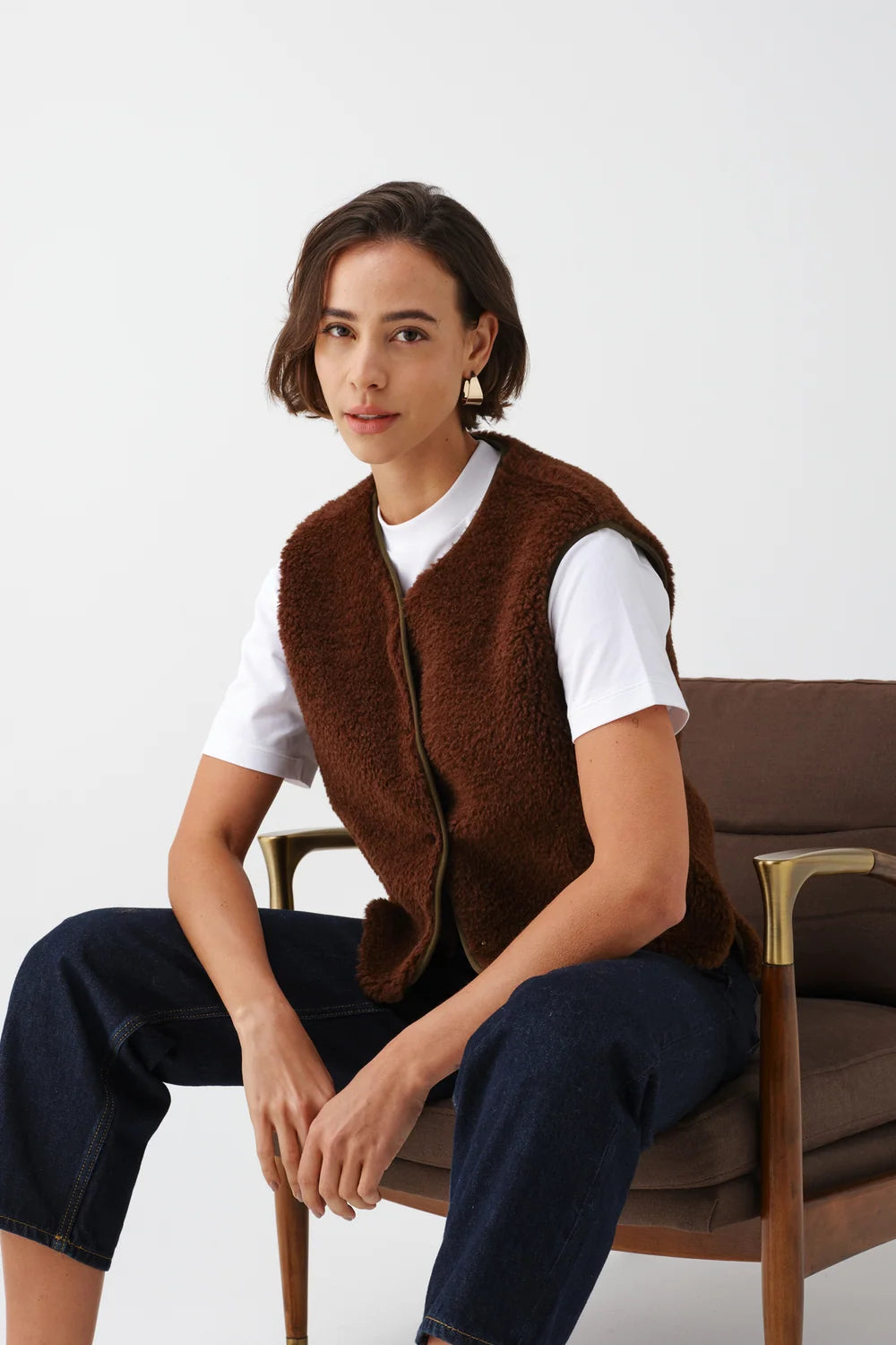 Faux Suede Sheepskin Vest