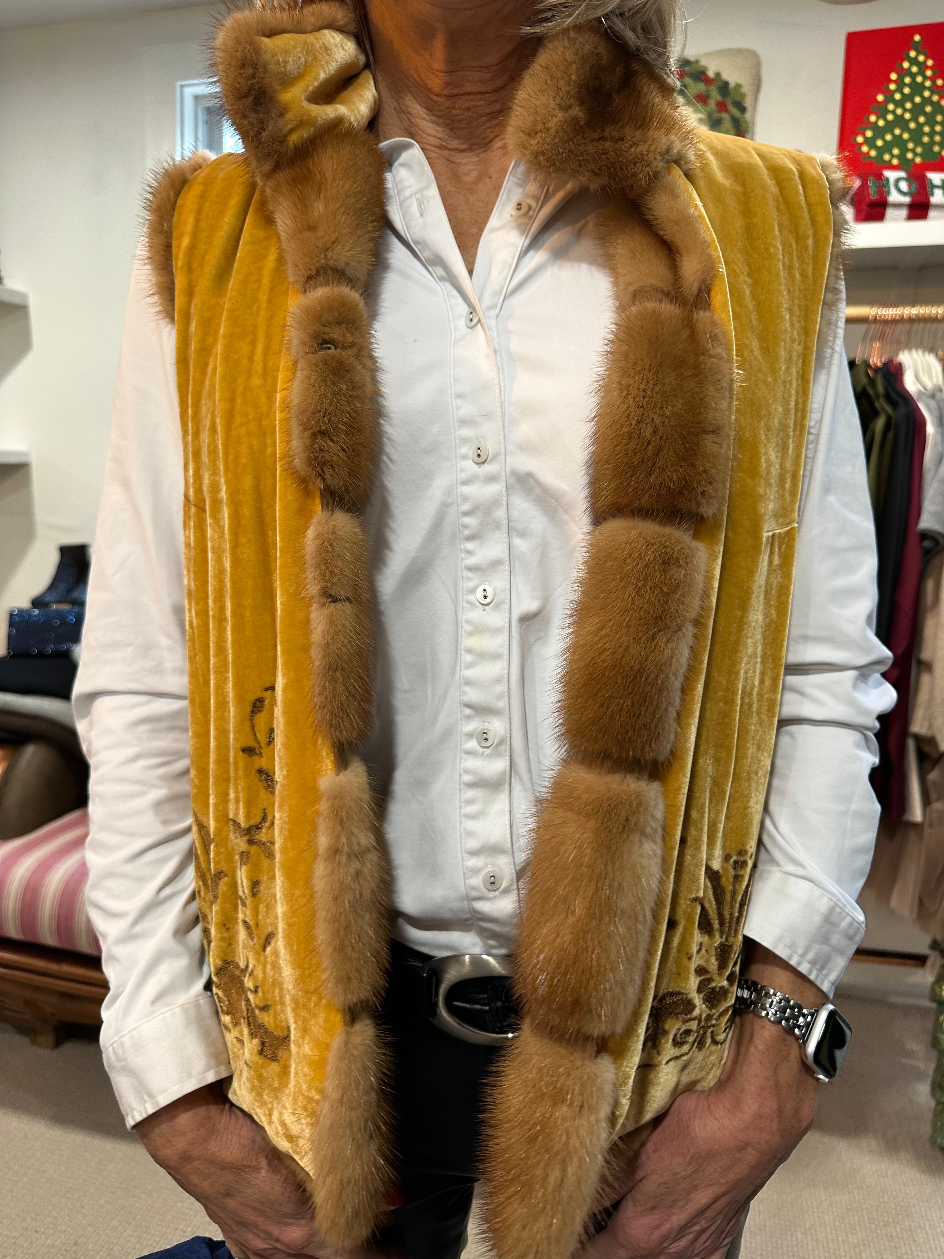 Reversible Yellow fur vest