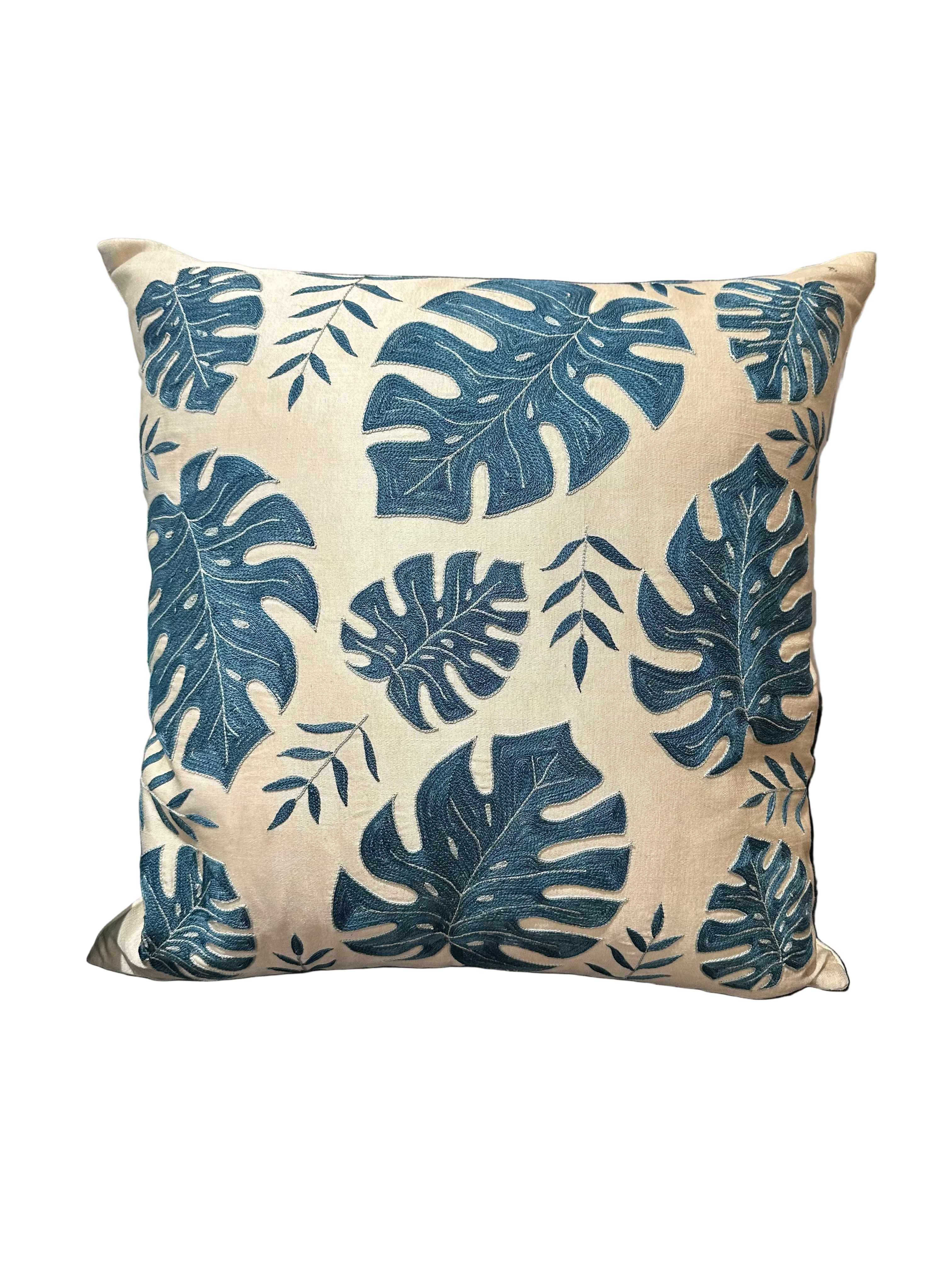 Blue Palm Pillow