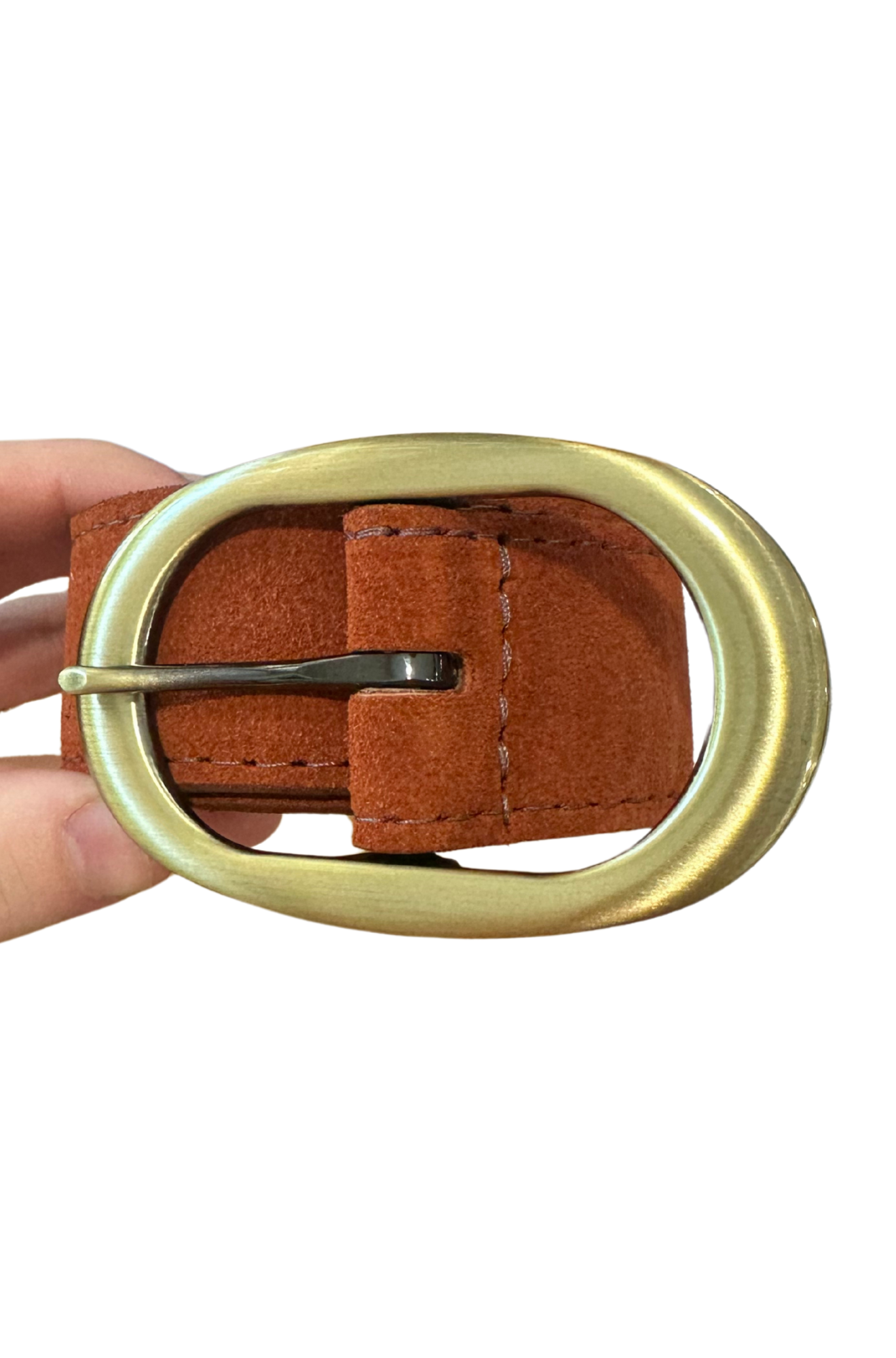 Kim-White-Classic-Oval-Belt-rust-suede