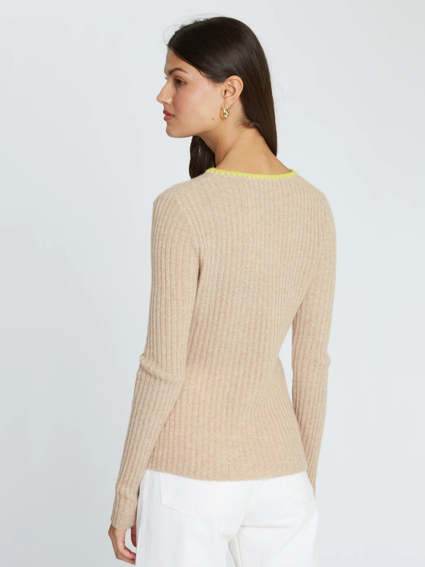 Rib Crew W/ Blanket Stitch Neckline