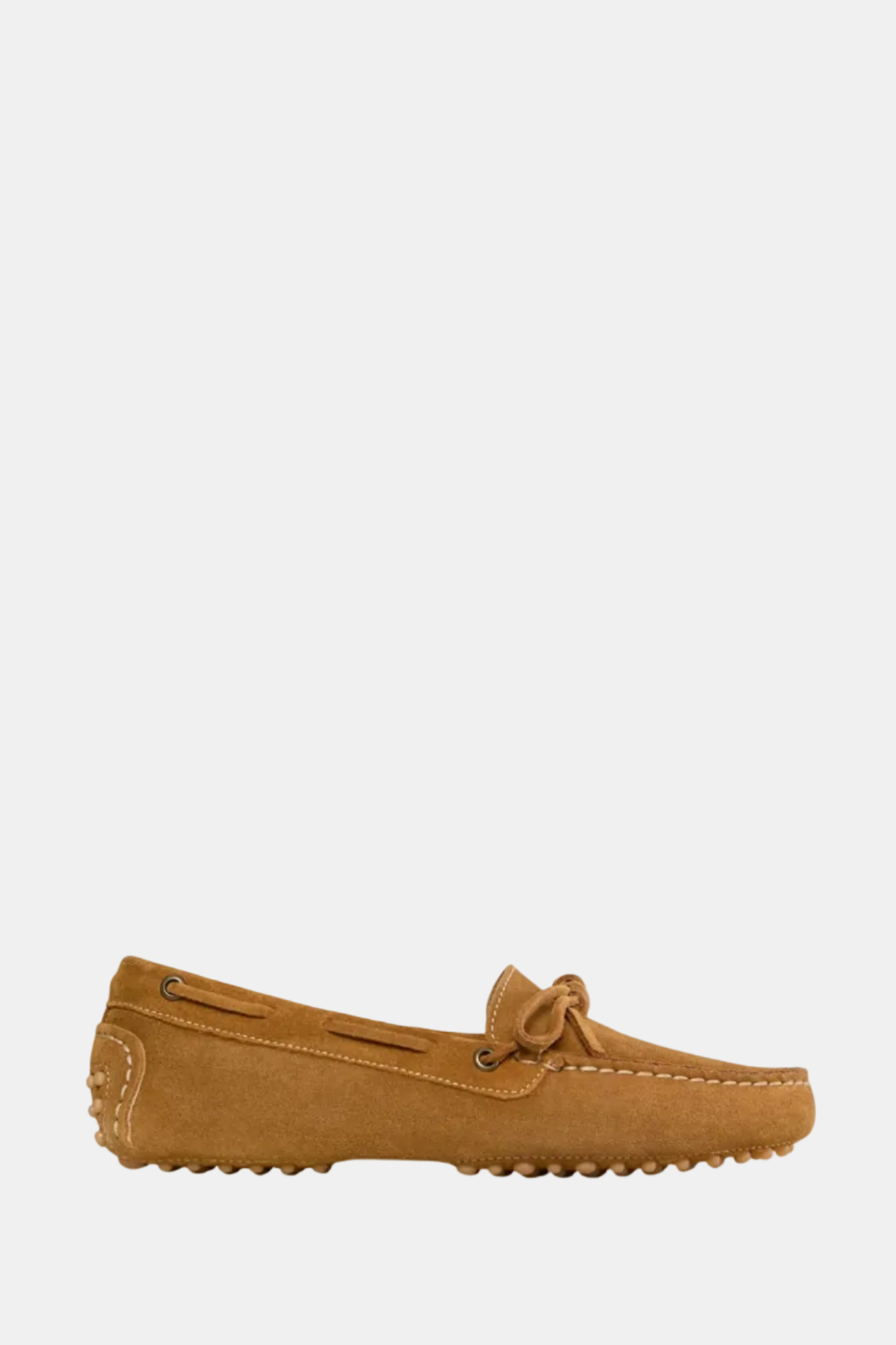 Tan loafer shoe on a white background