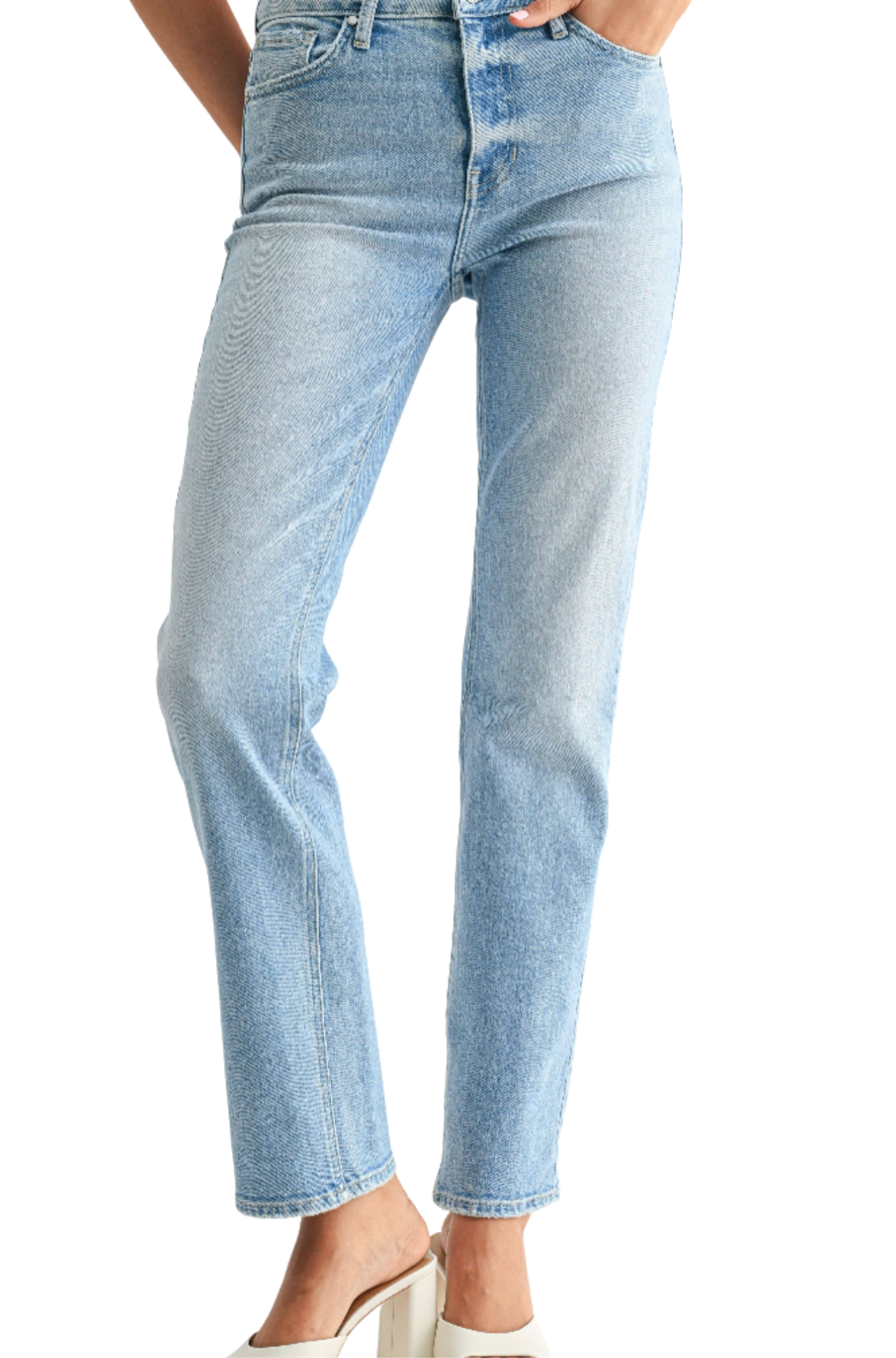 Mid Rise Stovepipe Straight Leg