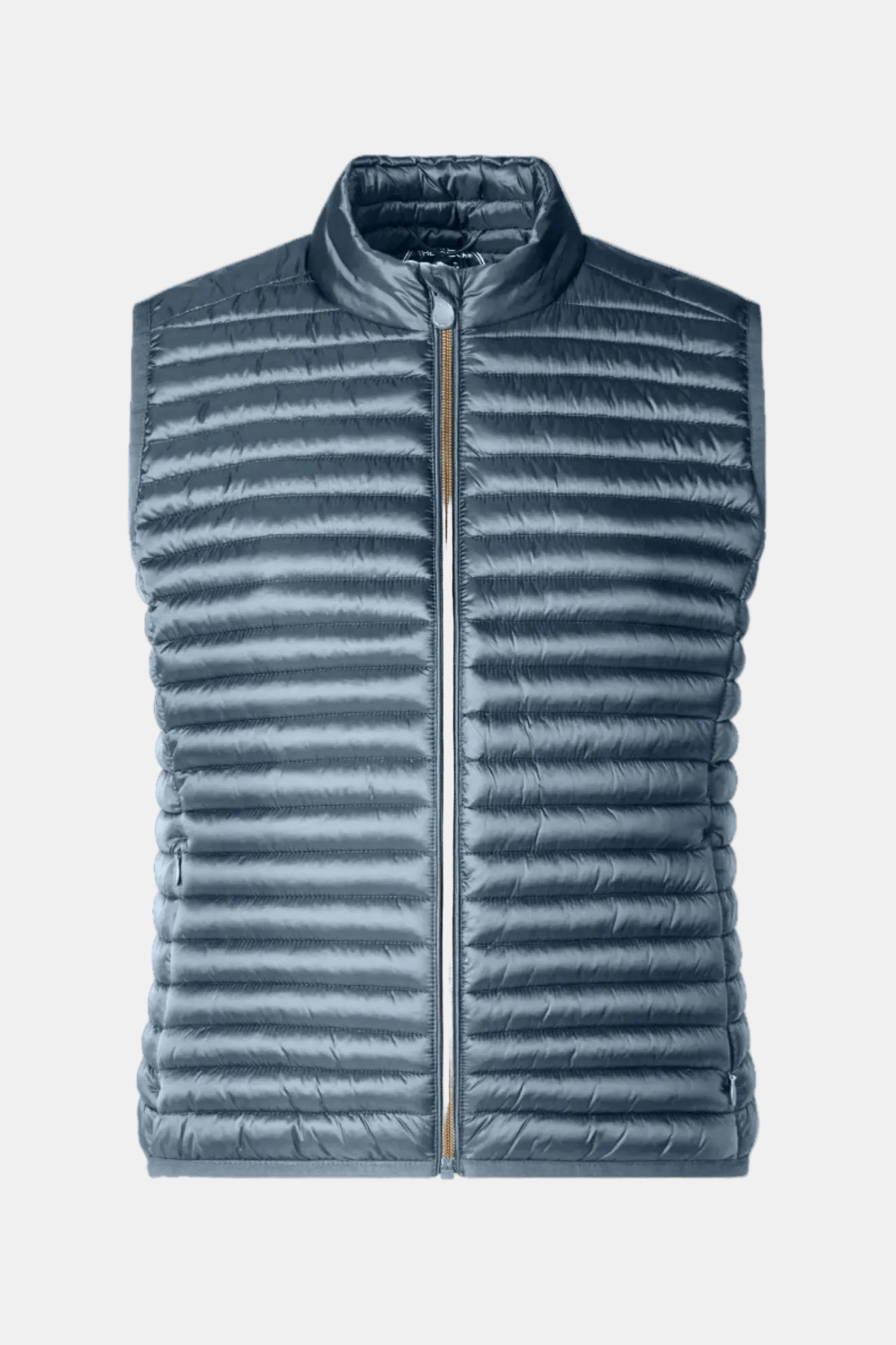 Blue puffer vest on a white background