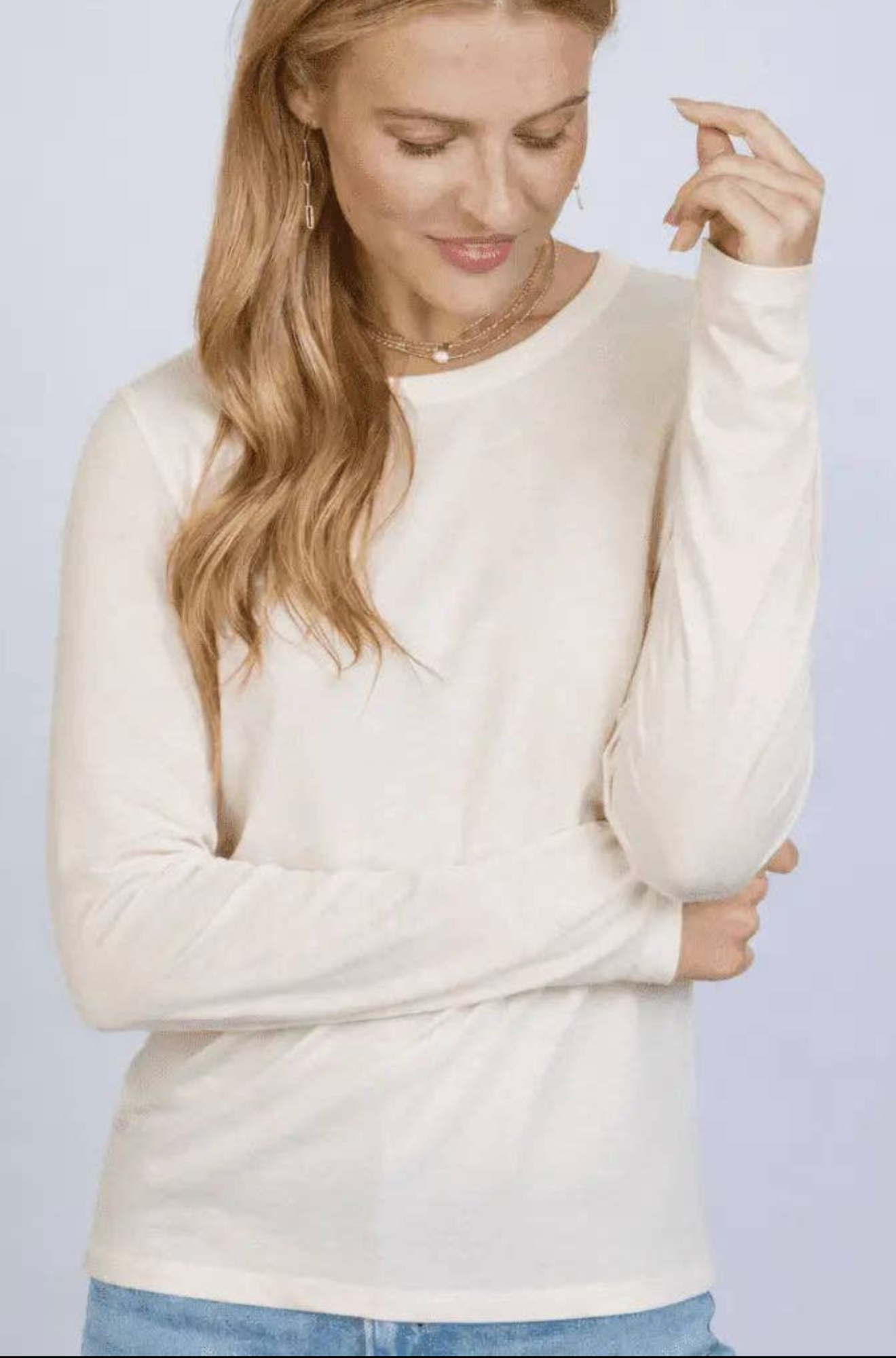 Weekender Tee in Oyster - Long Sleeve