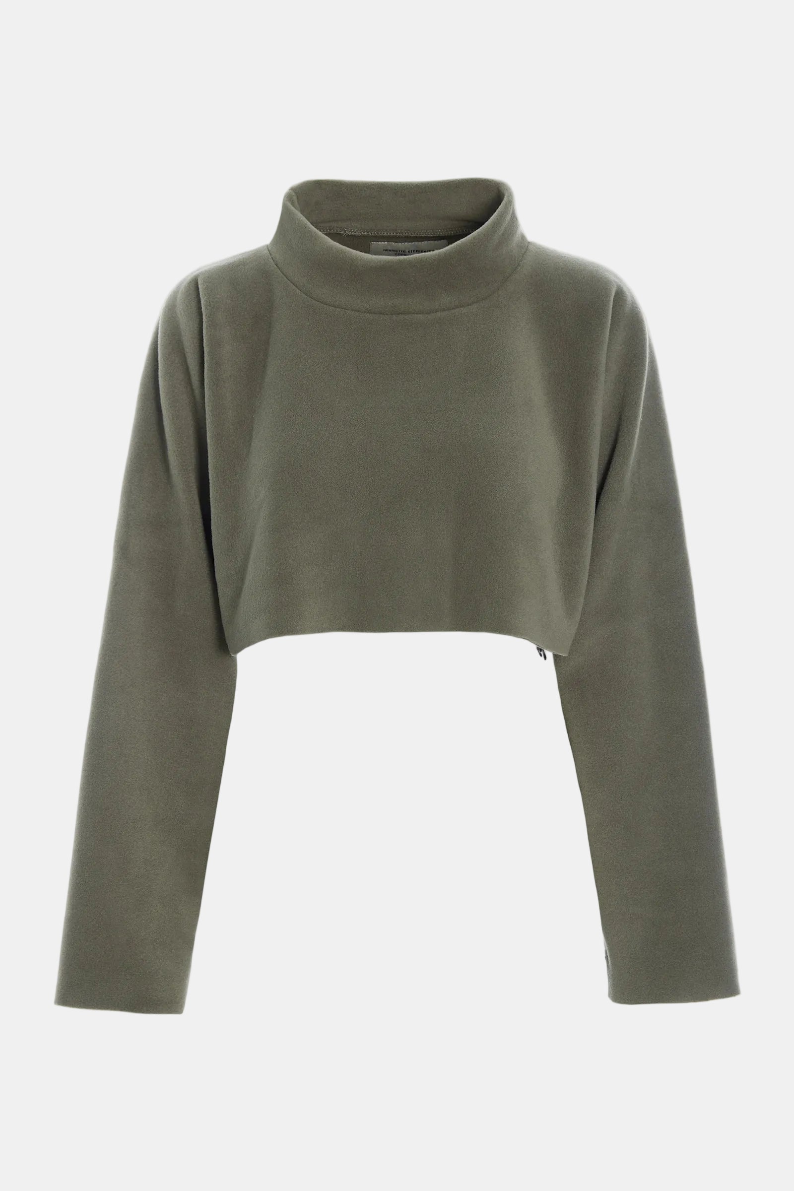 Green long-sleeve crop top on a white background