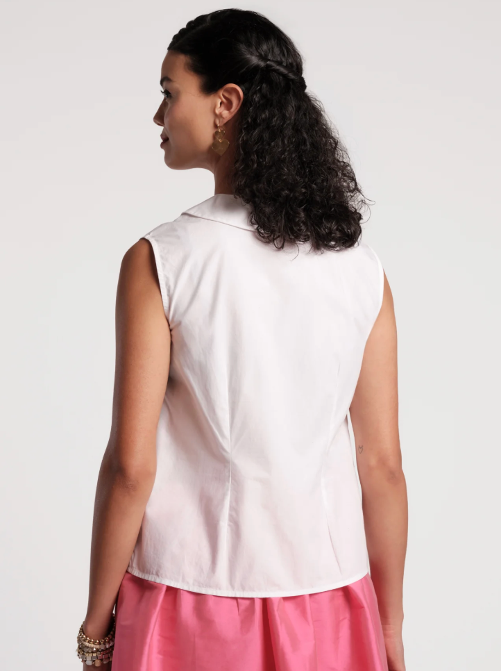 Louise Collar Shell Heart Embroidery Cotten Shirt