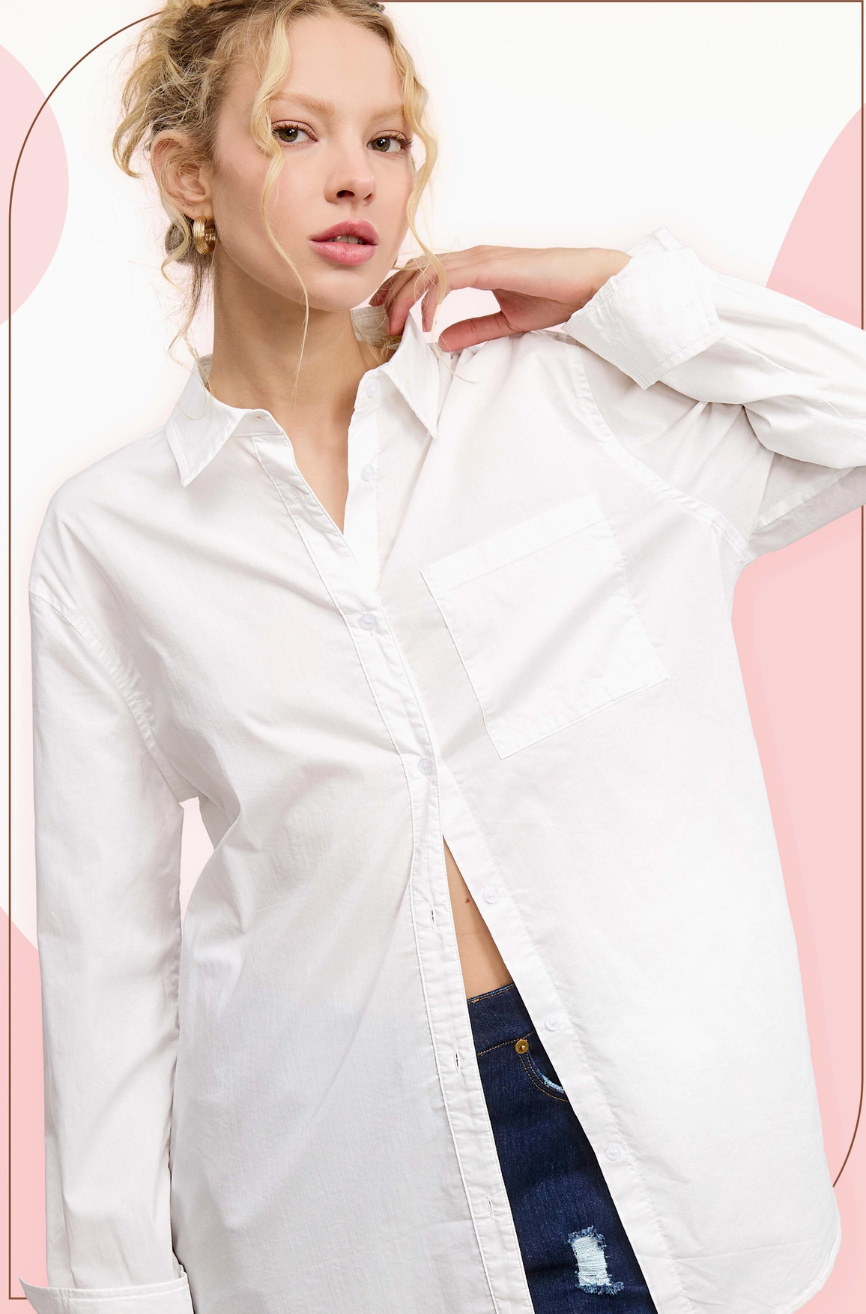 Classic Collared Button Down Poplin Shirts