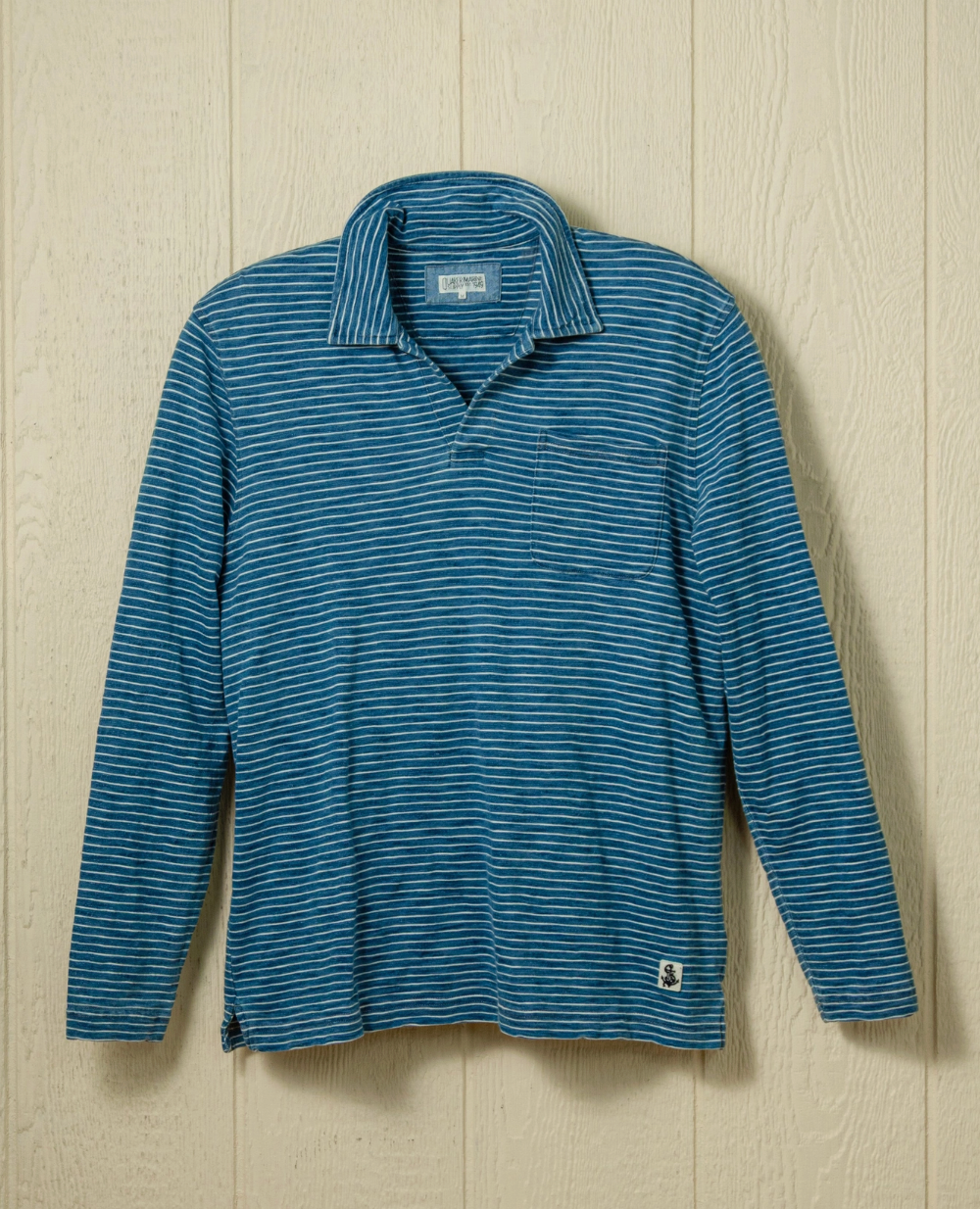 Long Sleeve Indigo Polo