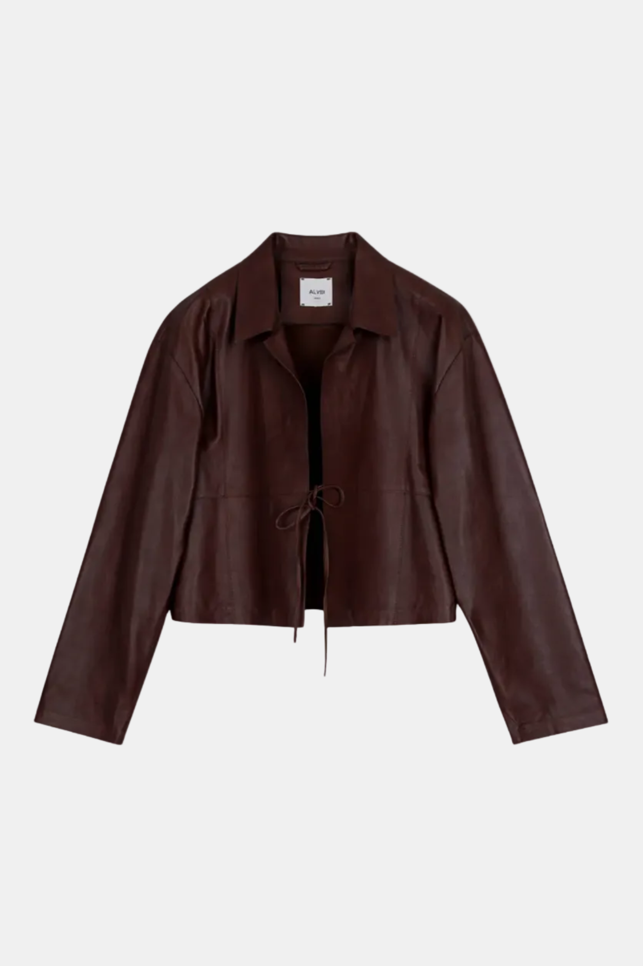 Brown leather jacket on a white background