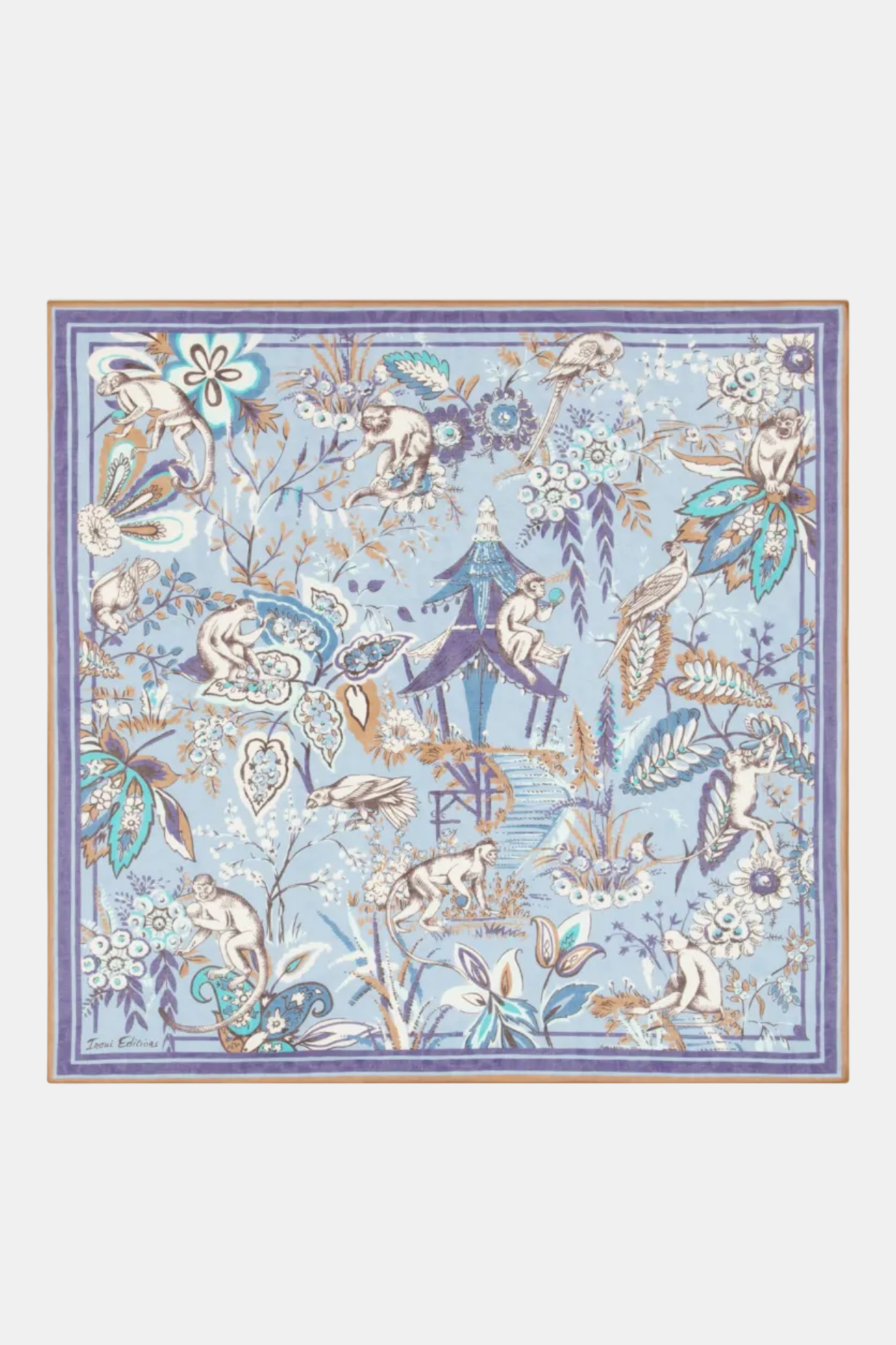 Decorative square rug with fantasy-themed design on a white background