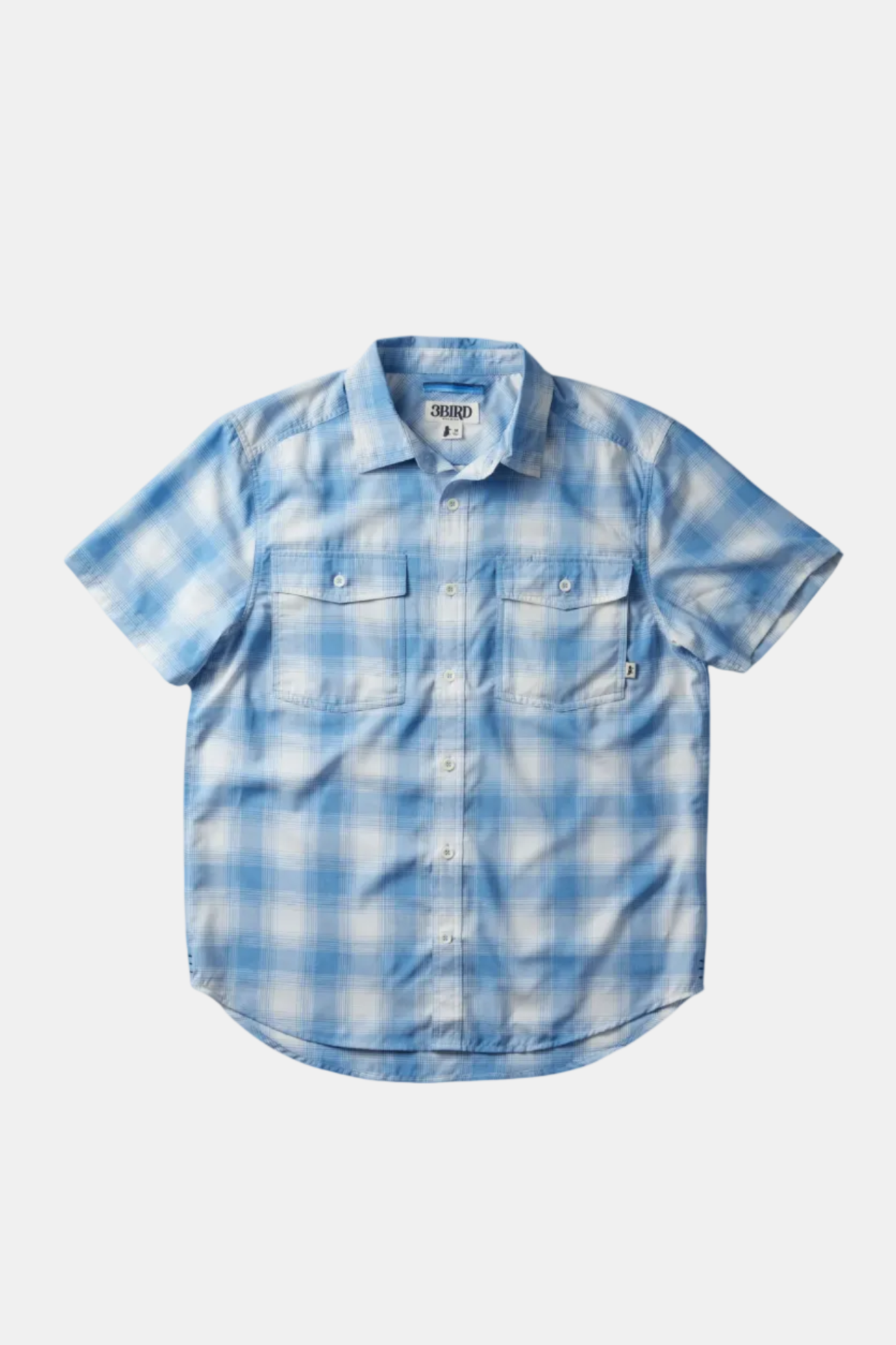Blue and white checkered shirt on a white background