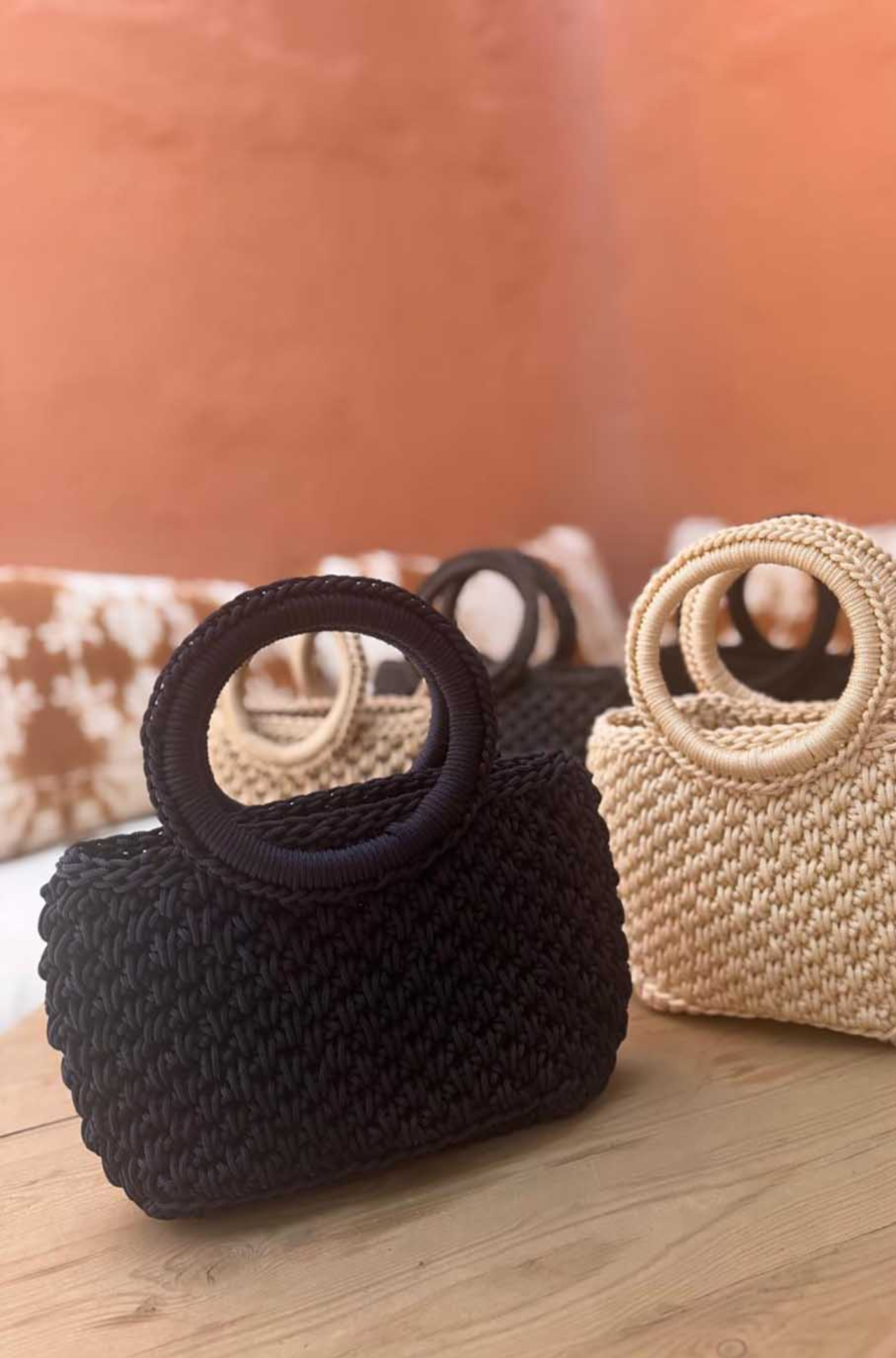 Small Crochet Tote with Round Handle