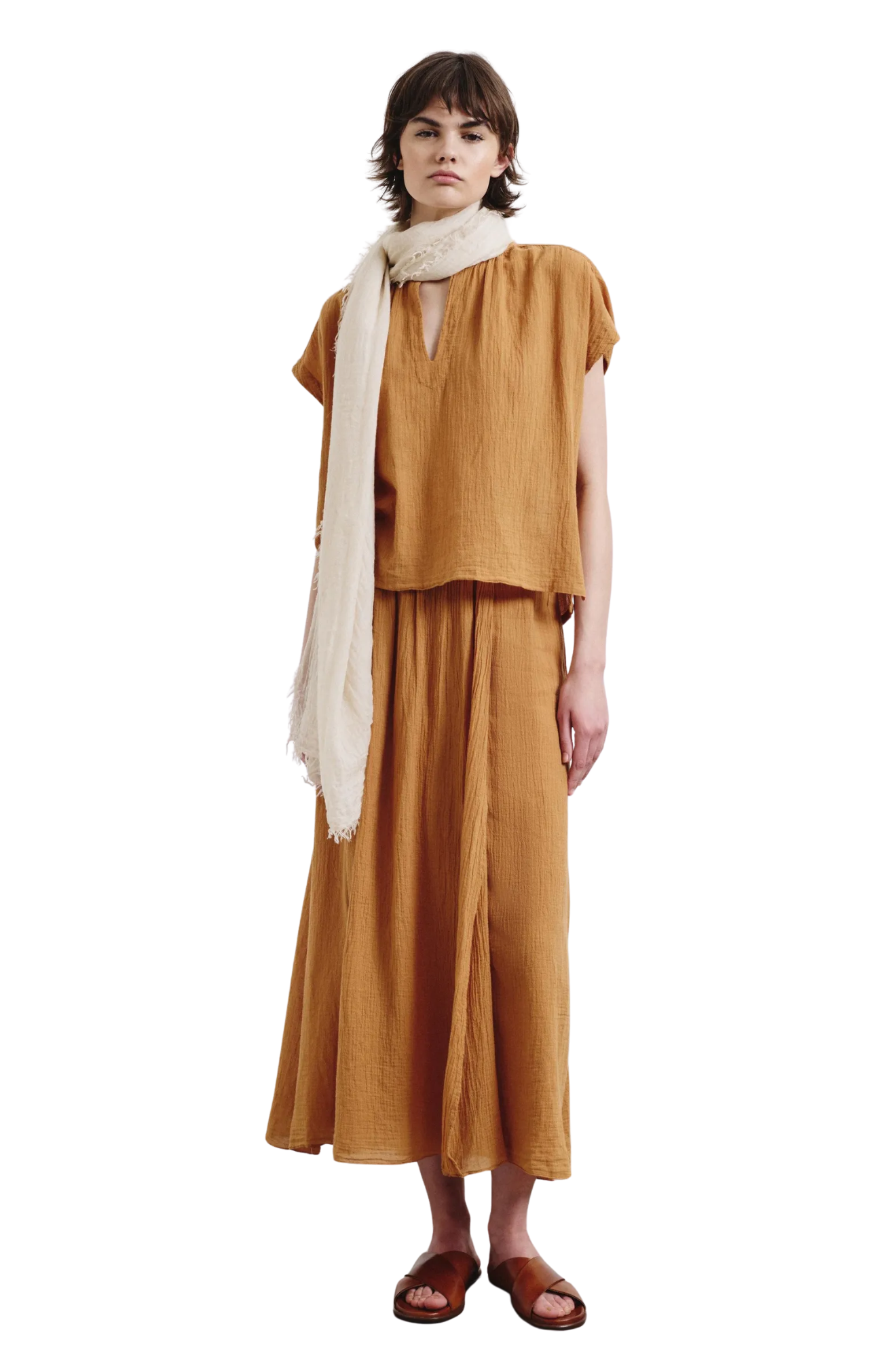 Skirt in organic cotton crêpe gauze