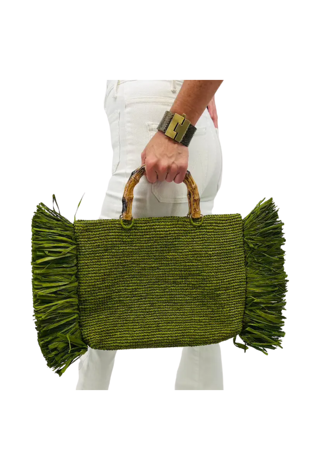 Sage Raffia Bag