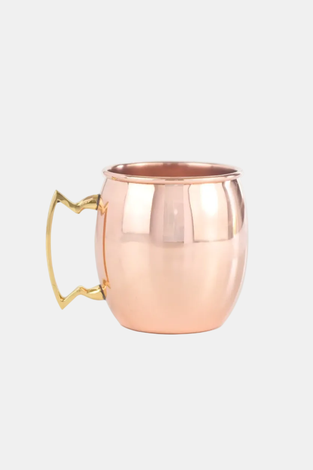 Copper mug with a handle on a white background