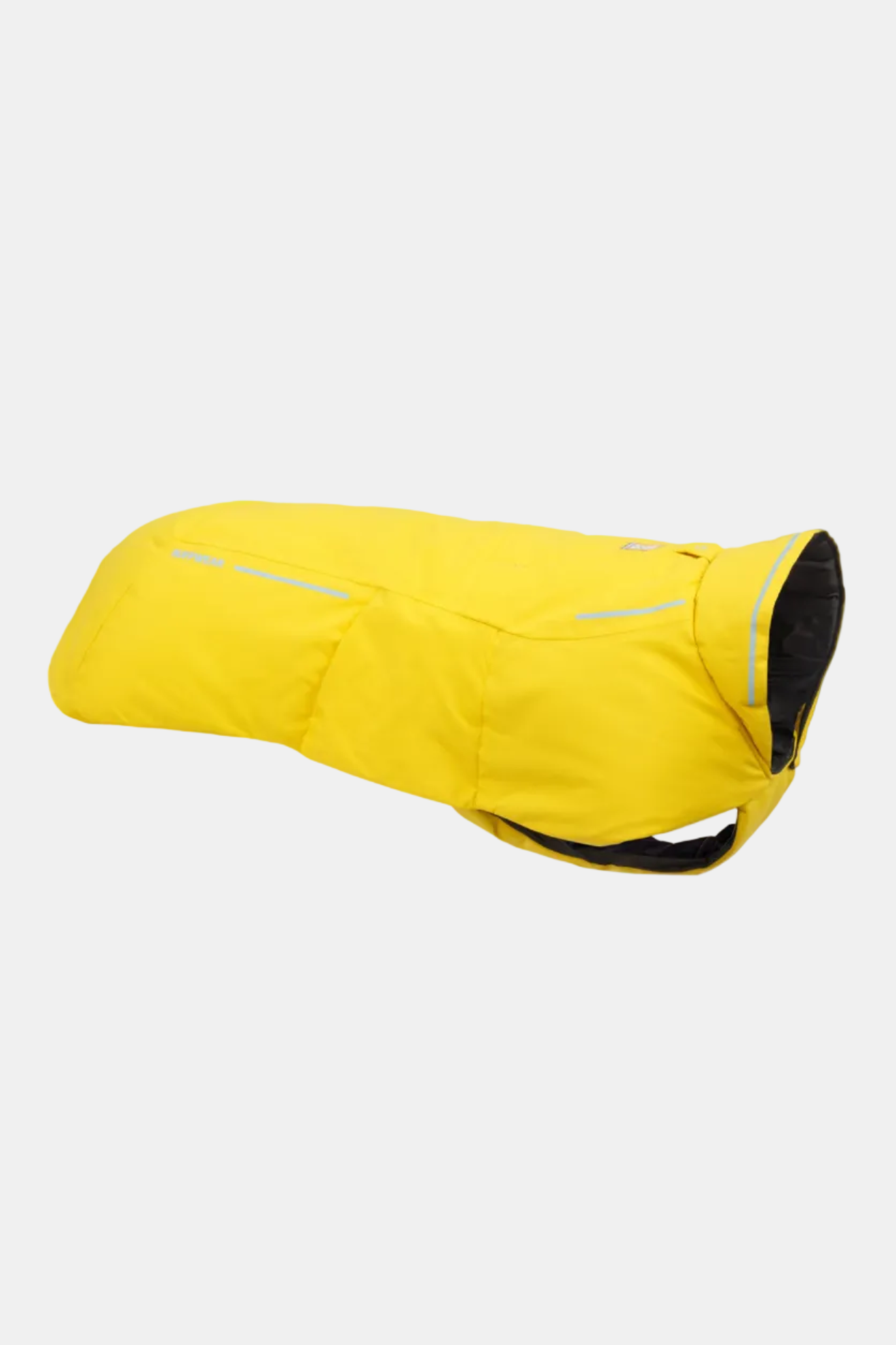 Yellow dog coat with reflective strip on a white background