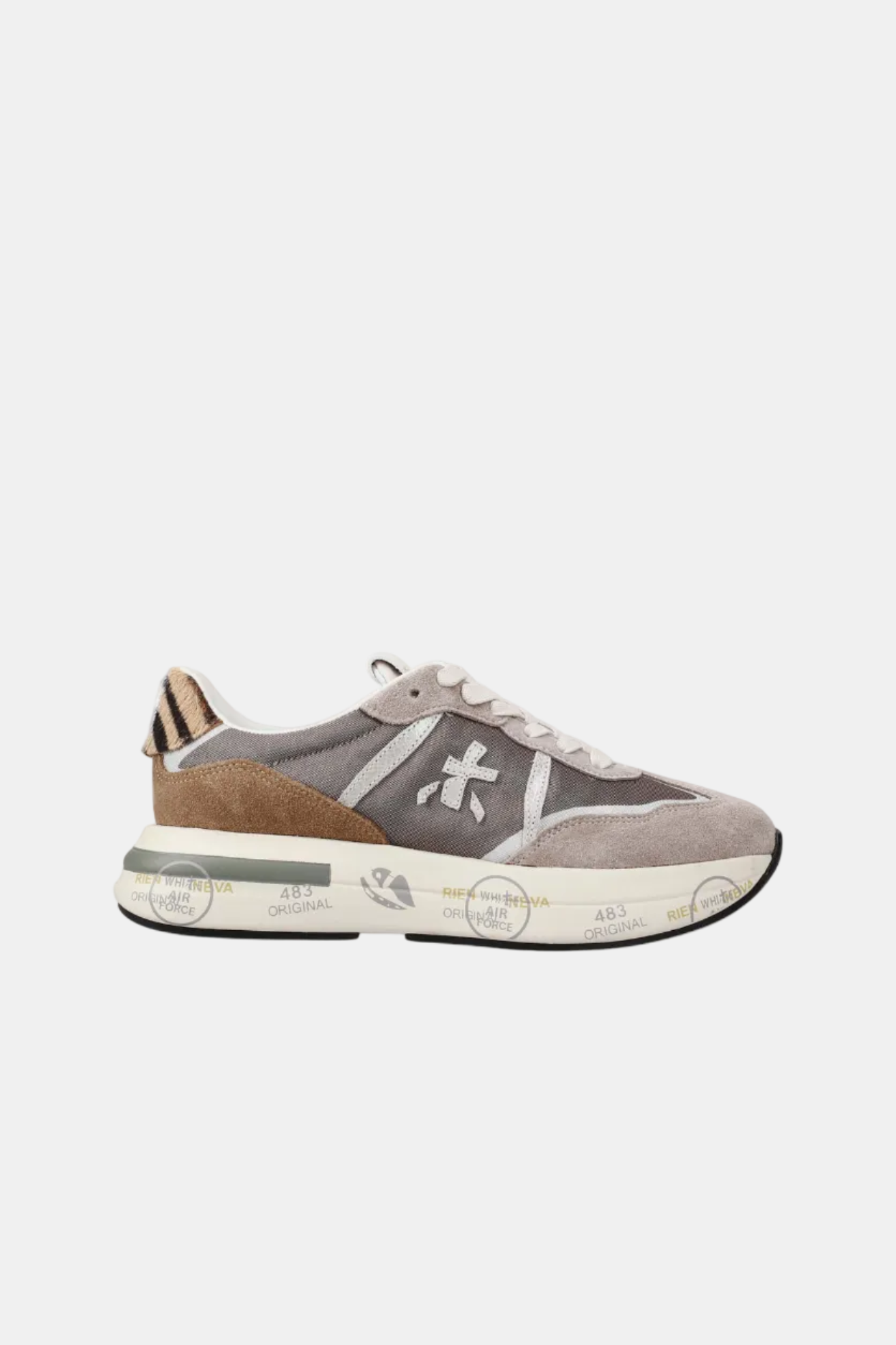 Gray and brown sneaker on a white background