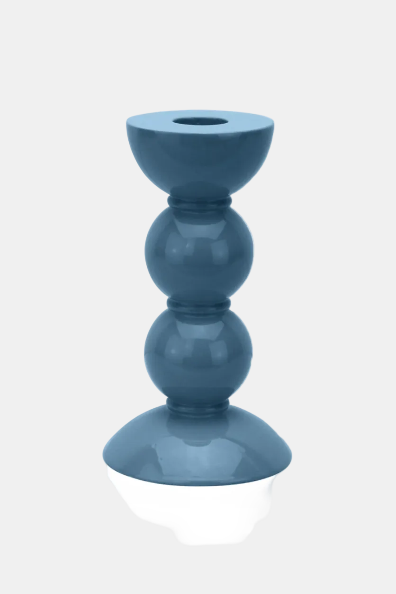 medium lacquered bobbin shaped candlestick