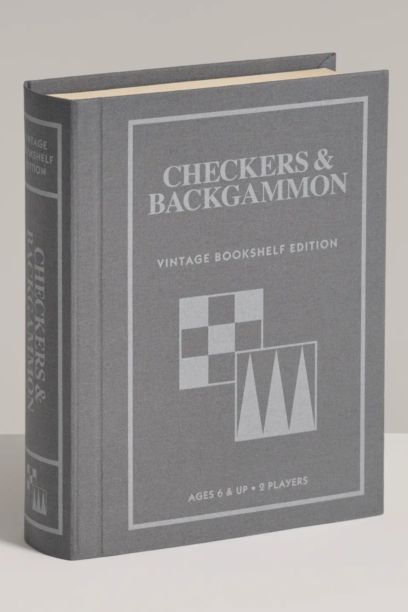Checkers & Backgammon vintage bookshelf edition packaging on a gray background