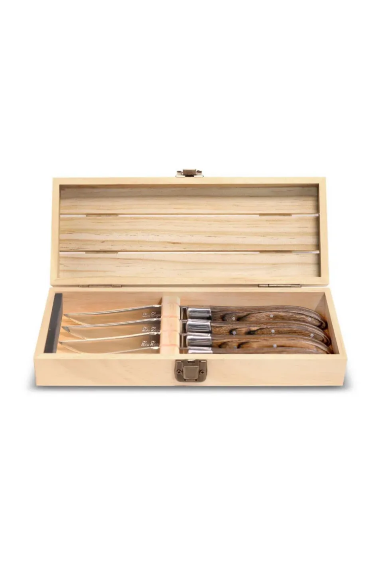 Lou Laguiole Pakka Wood Walnut Steak Knife Set of 4 Noyer