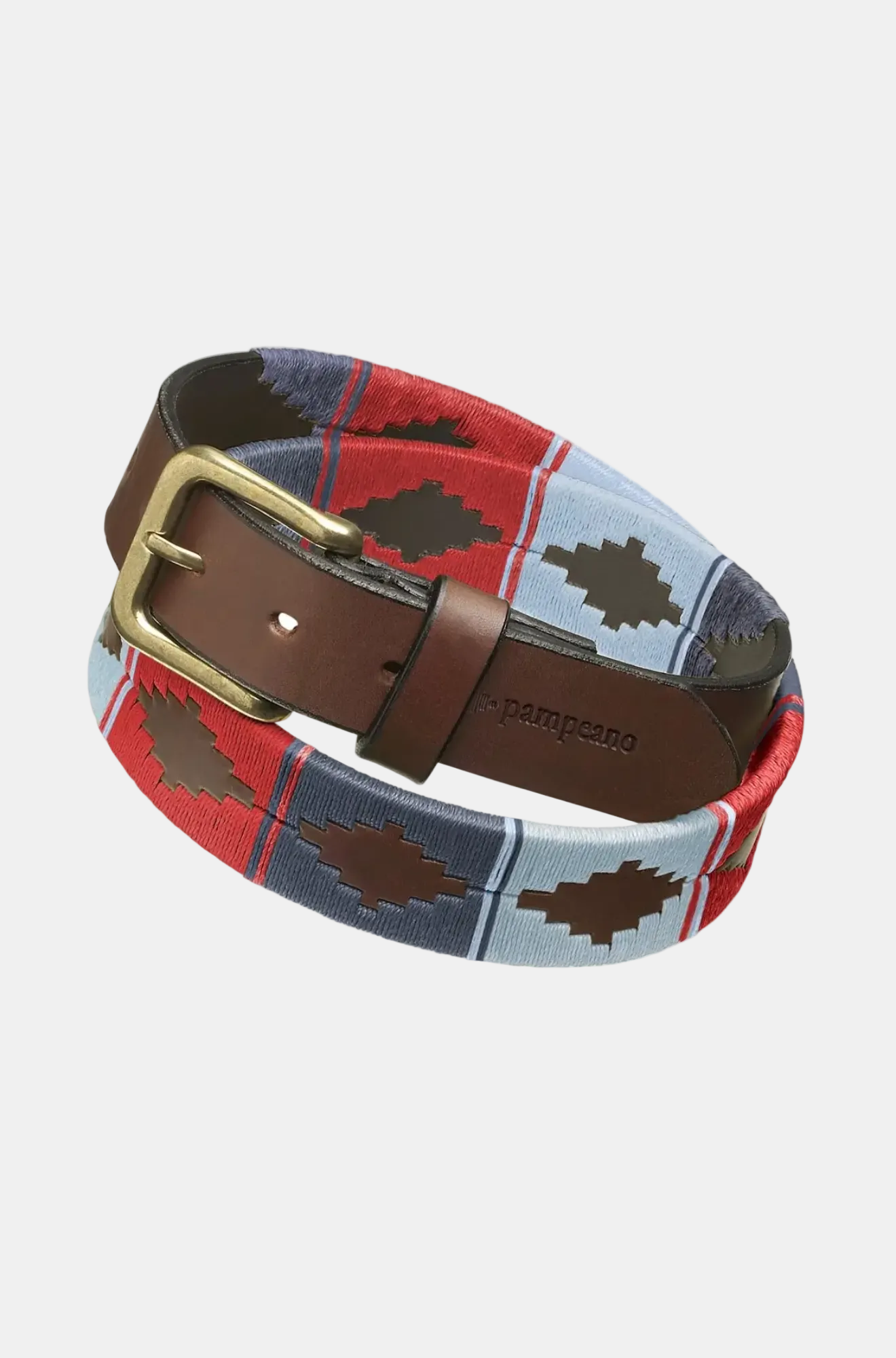 Plaid belt with brass buckle on a white background