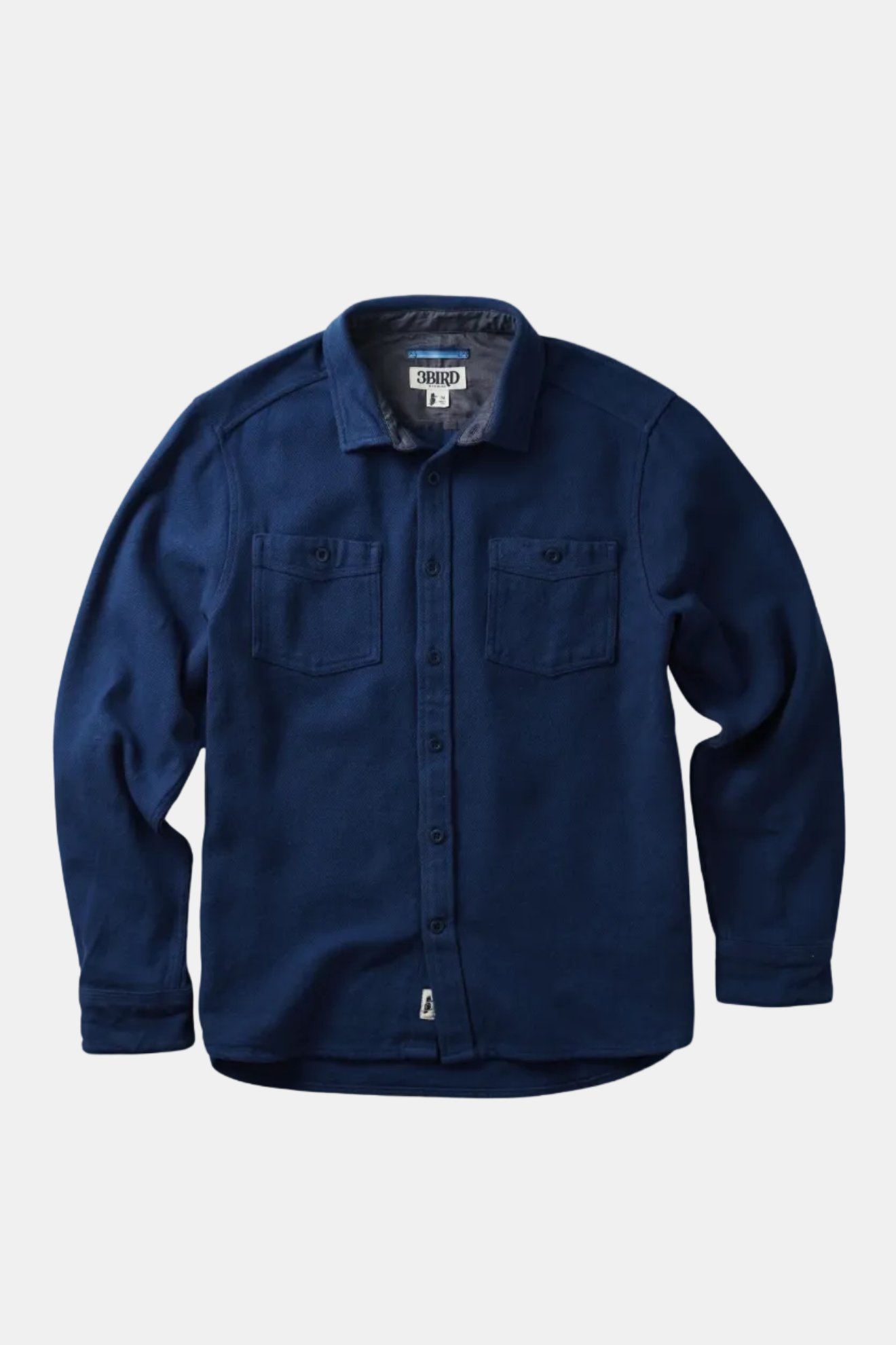 Blue shirt with collar on a white background