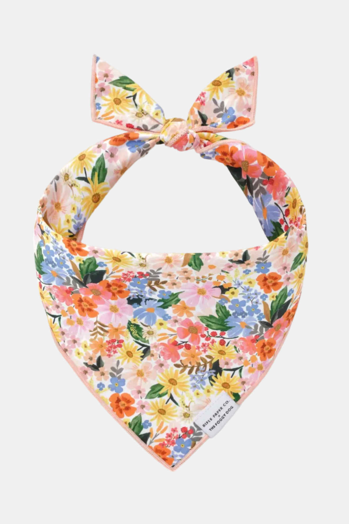 Floral bandana with matching hair bow on a white background
