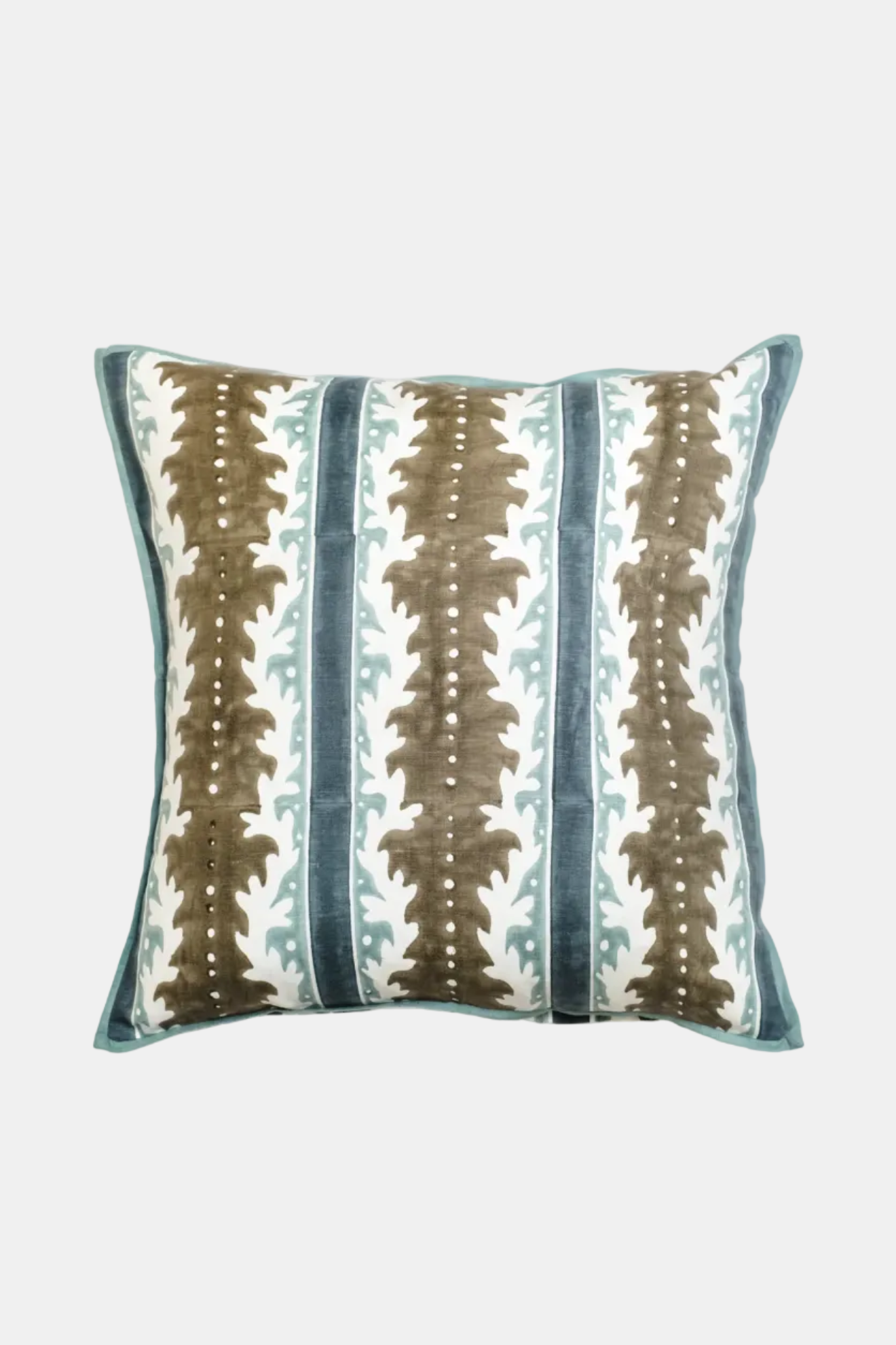 Decorative pillow with striped pattern on a white background