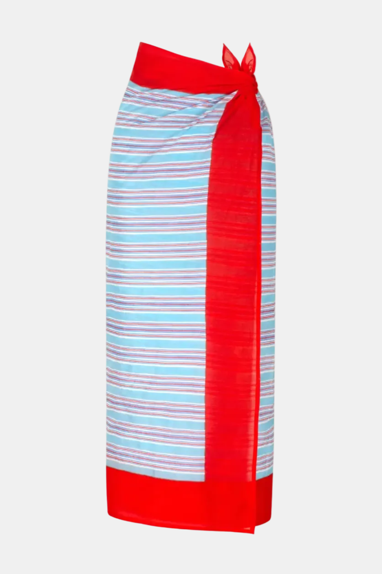 Striped skirt with red accents on a white background