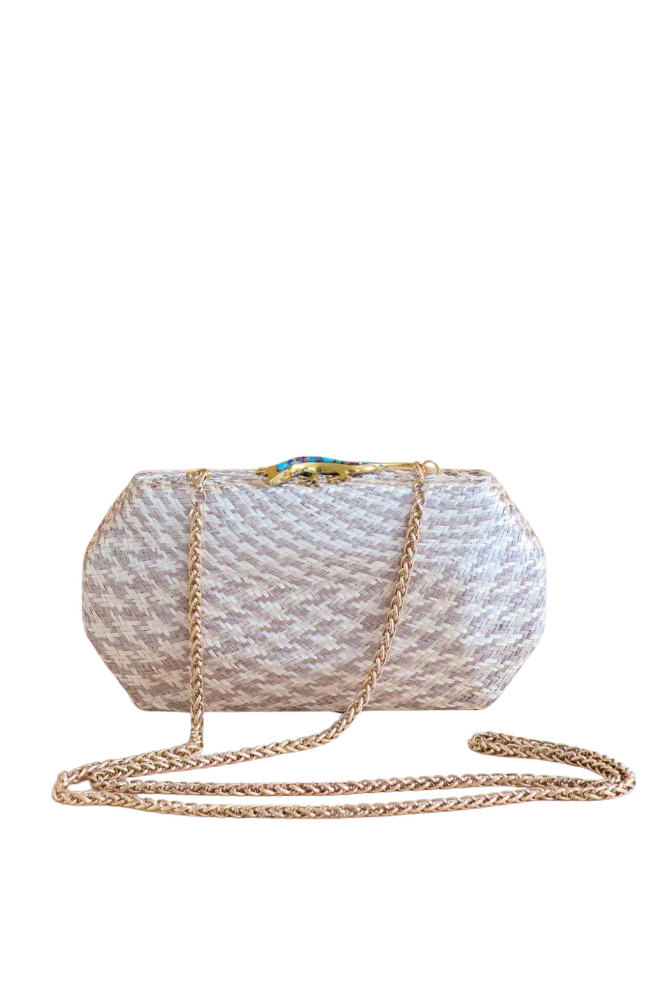 Dusty Rose Houndstooth Clutch