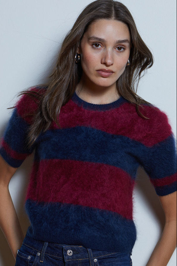 Rugby Striped Cropped S/S Crew