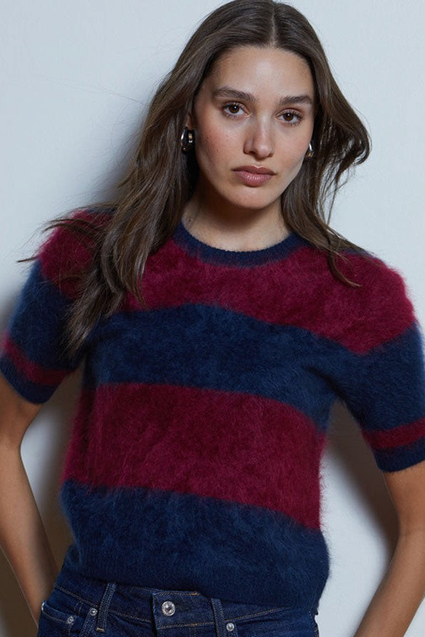 Rugby Striped Cropped S/S Crew