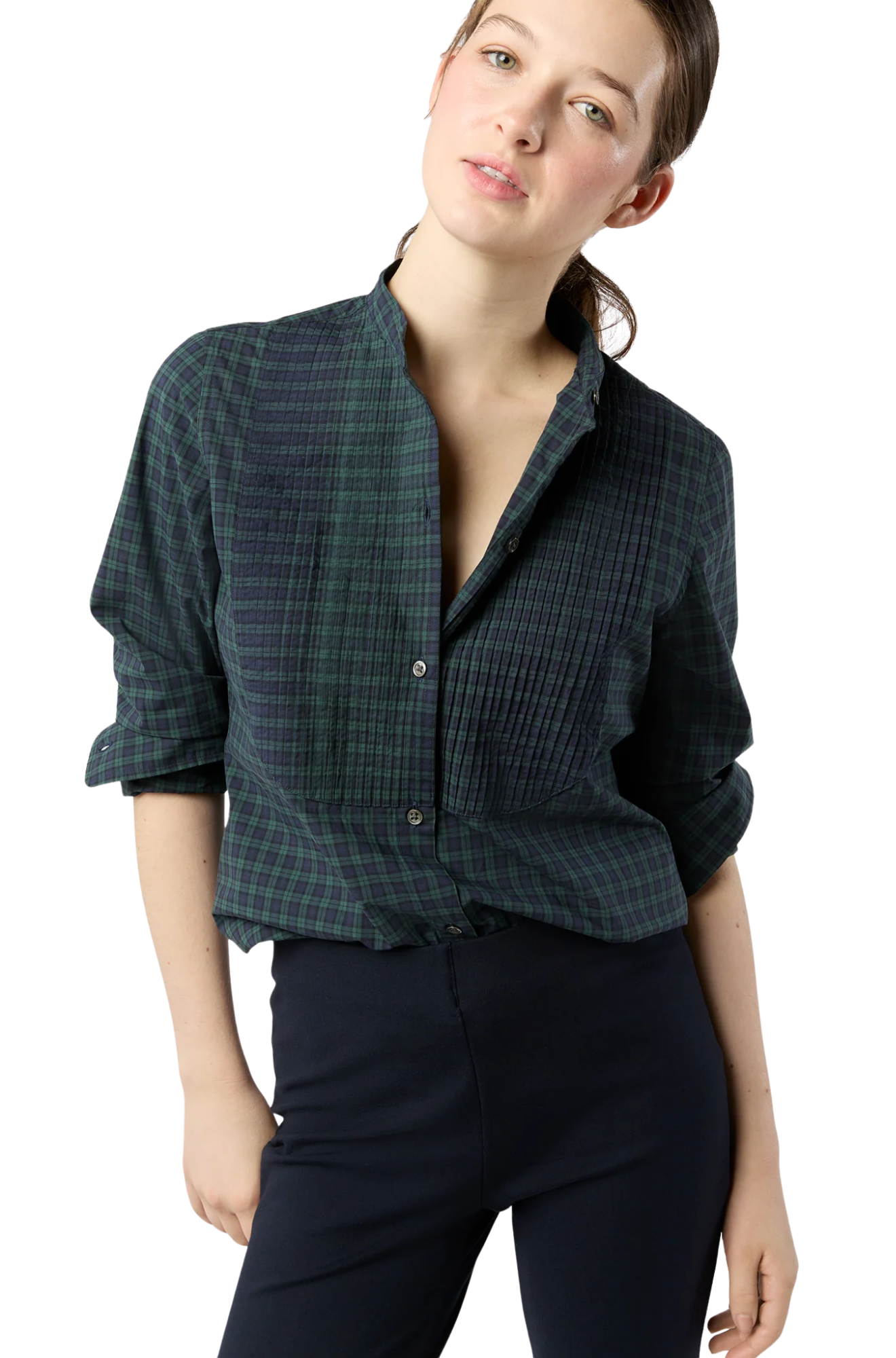 ann-mashburn-Hattie-Shirt-blackwatch-poplin