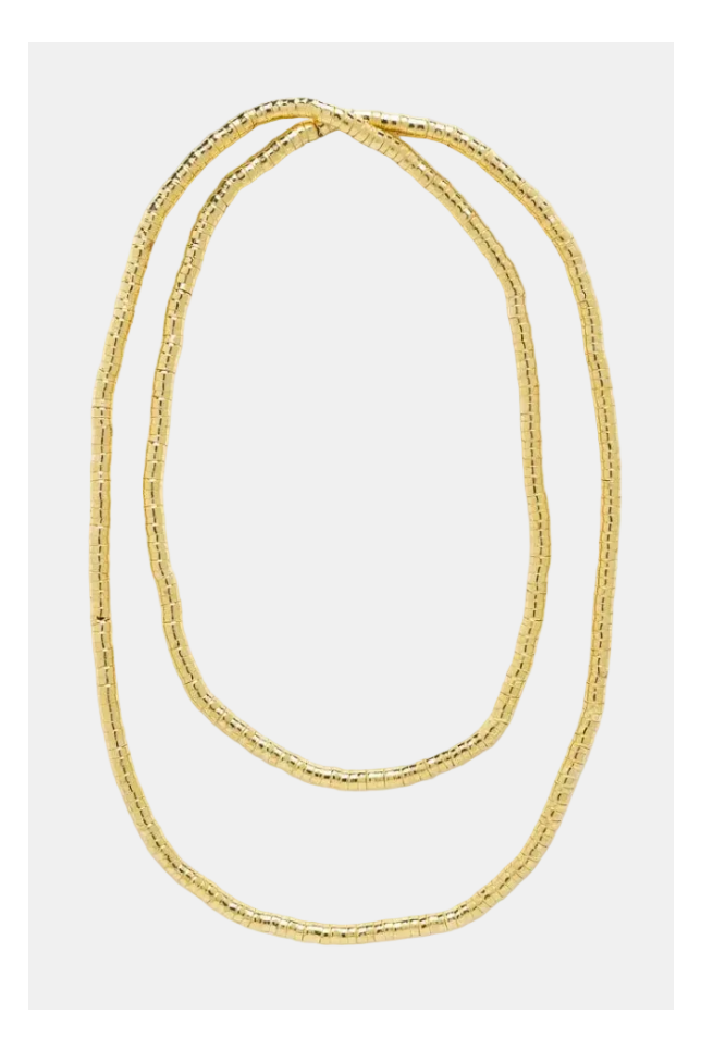 Gold necklace on a white background