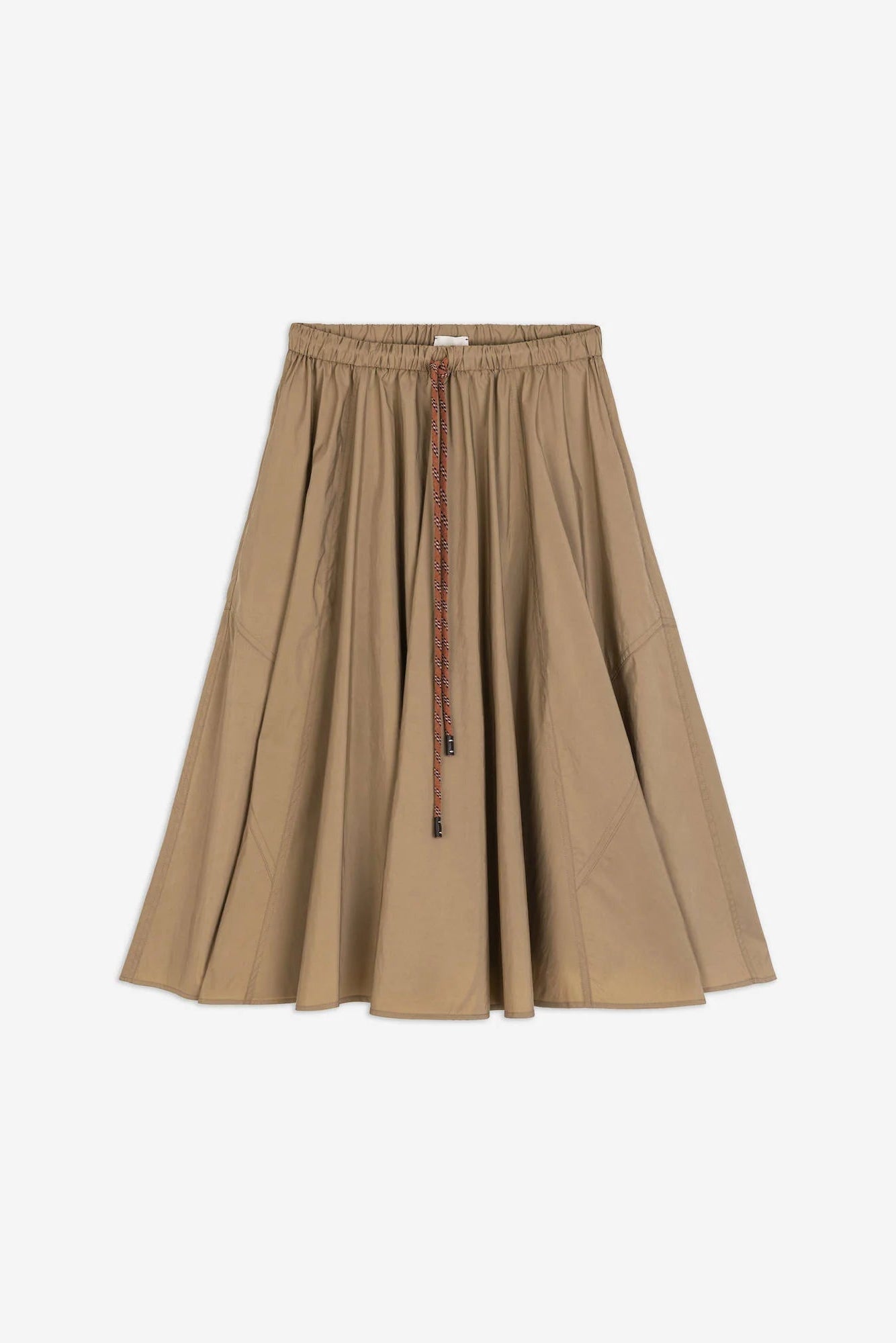 Beige skirt with a subtle pattern on a white background