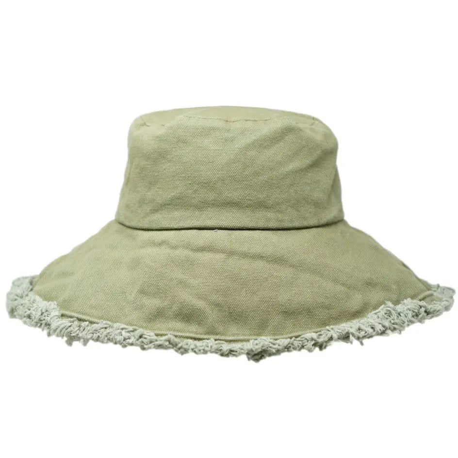 KEANU 100% Heavy Cotton Twill Raw Edge Bucket Hat, 4" Brim