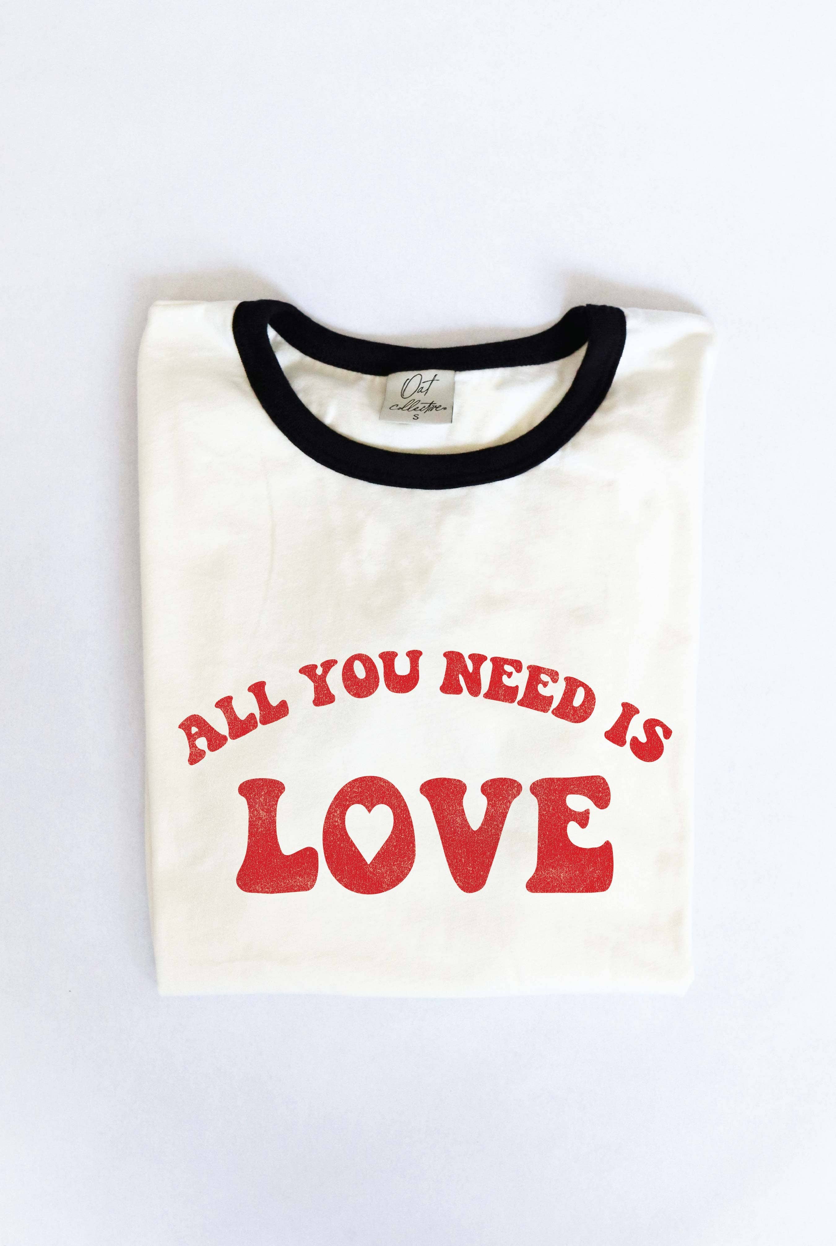 ALL YOU NEED IS LOVE Ringer Graphic T-Shirt